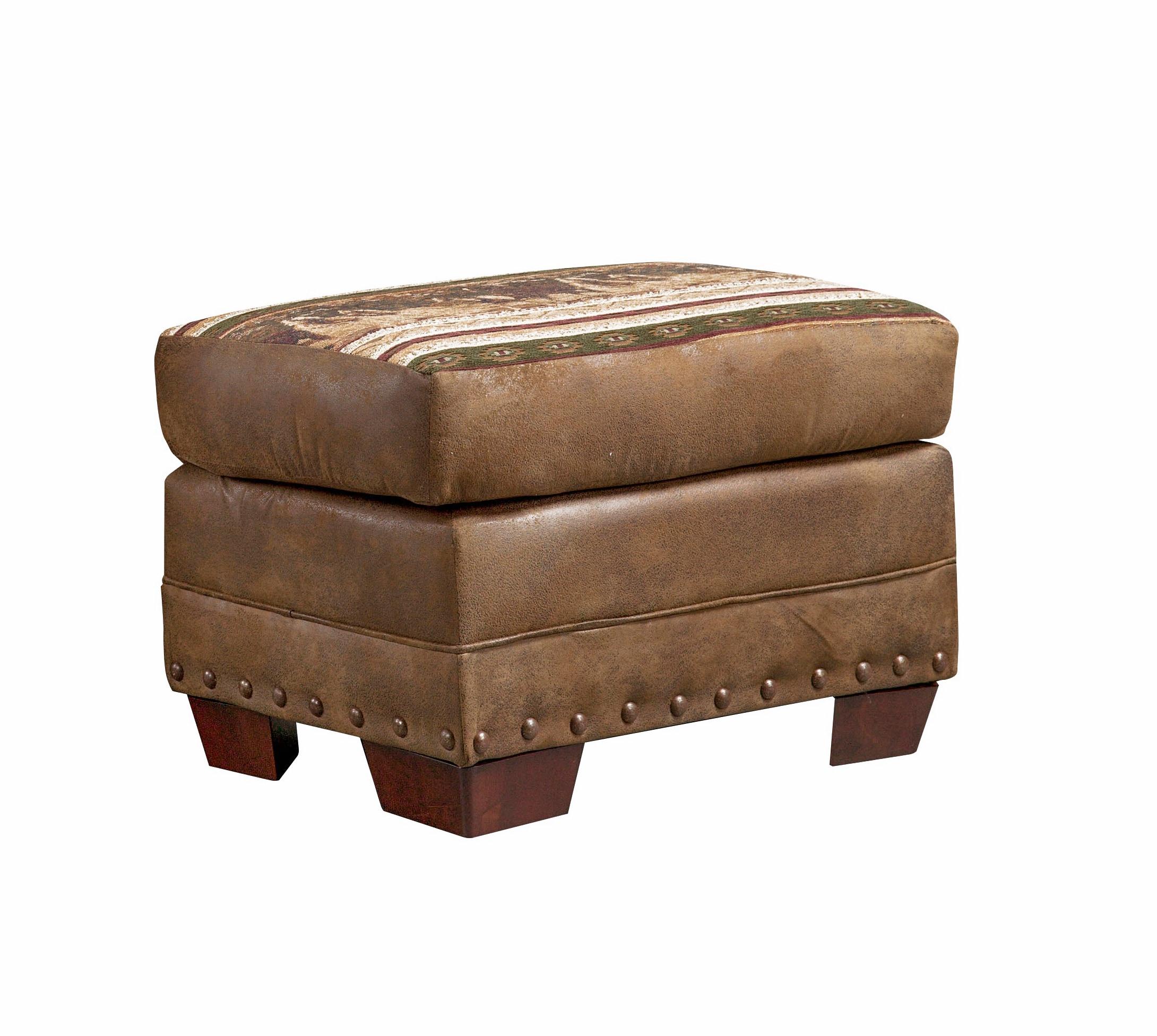 American Furniture Classics 26.5" Microfiber Wild Horses Ottoman in Brown