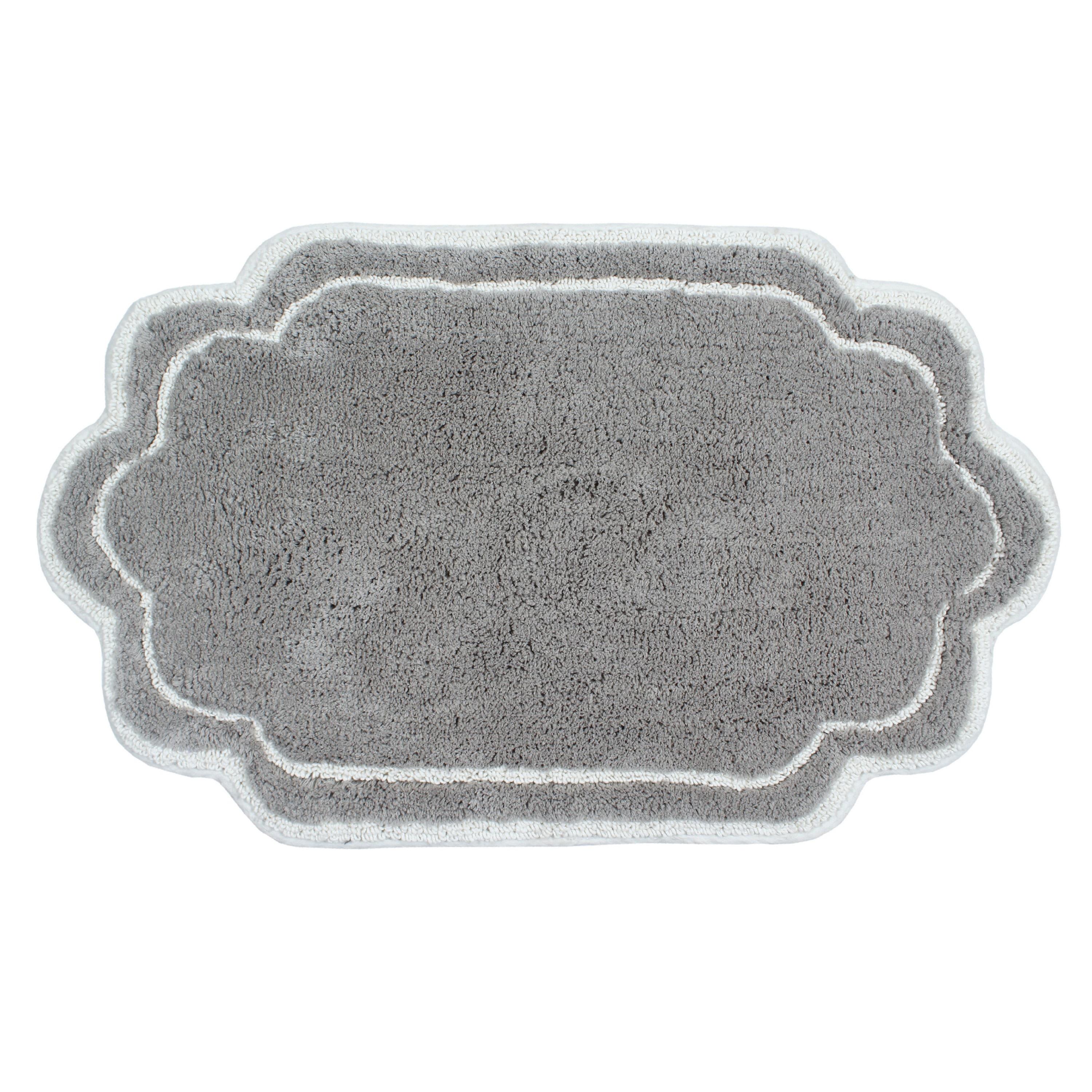 Home Weavers Allure Collection Bathroom Rug 100% Cotton Tufted Bathroom Rug, Soft and Absorbent Bath Rugs, Non-Slip Bath Carpet, Machine Wash Dry Bath Mats for Bathroom Floor- 21"x34" Bath Rug, Gray