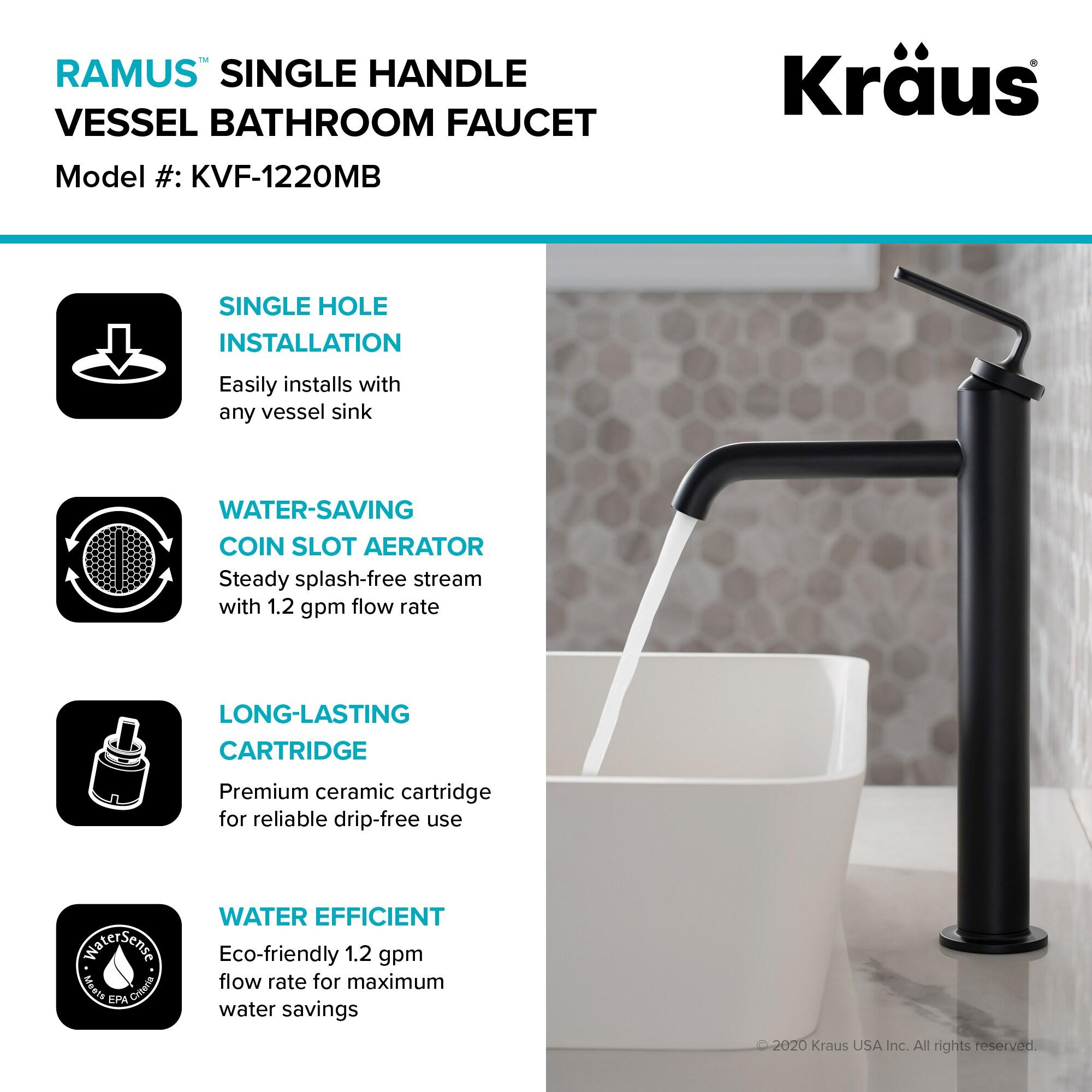 Ramus Single Handle Vessel Sink Bathroom Faucet with Drain Assembly