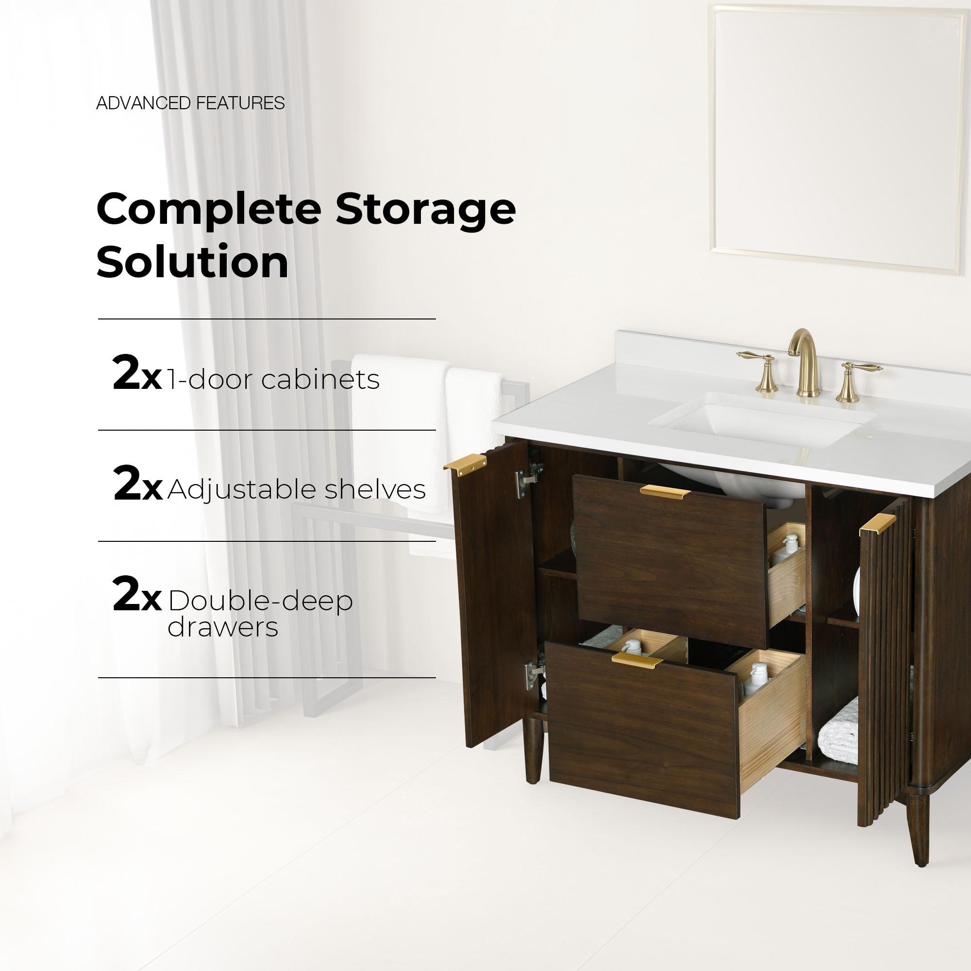 OVE Decors Gabi 42-in Undermount Single Sink Dark Walnut Bathroom Vanity with Premium Countertop