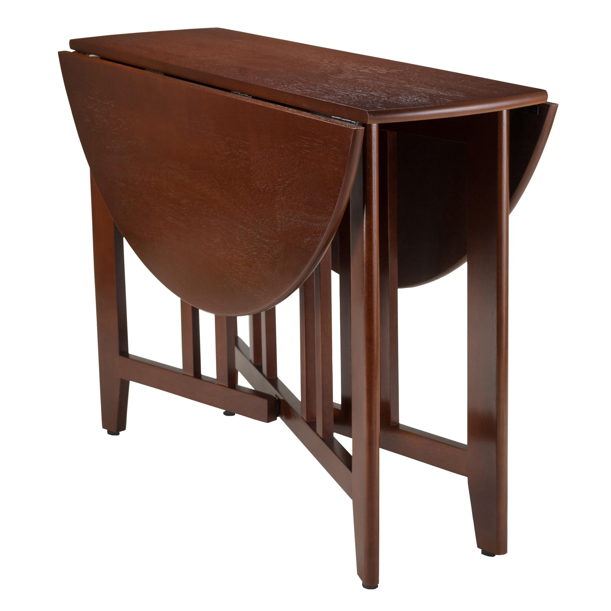 42" Alamo Round Double Drop Leaf Dining Table Wood/Walnut - Winsome: Hardwood Frame, Seats 4, Criss Cross Base