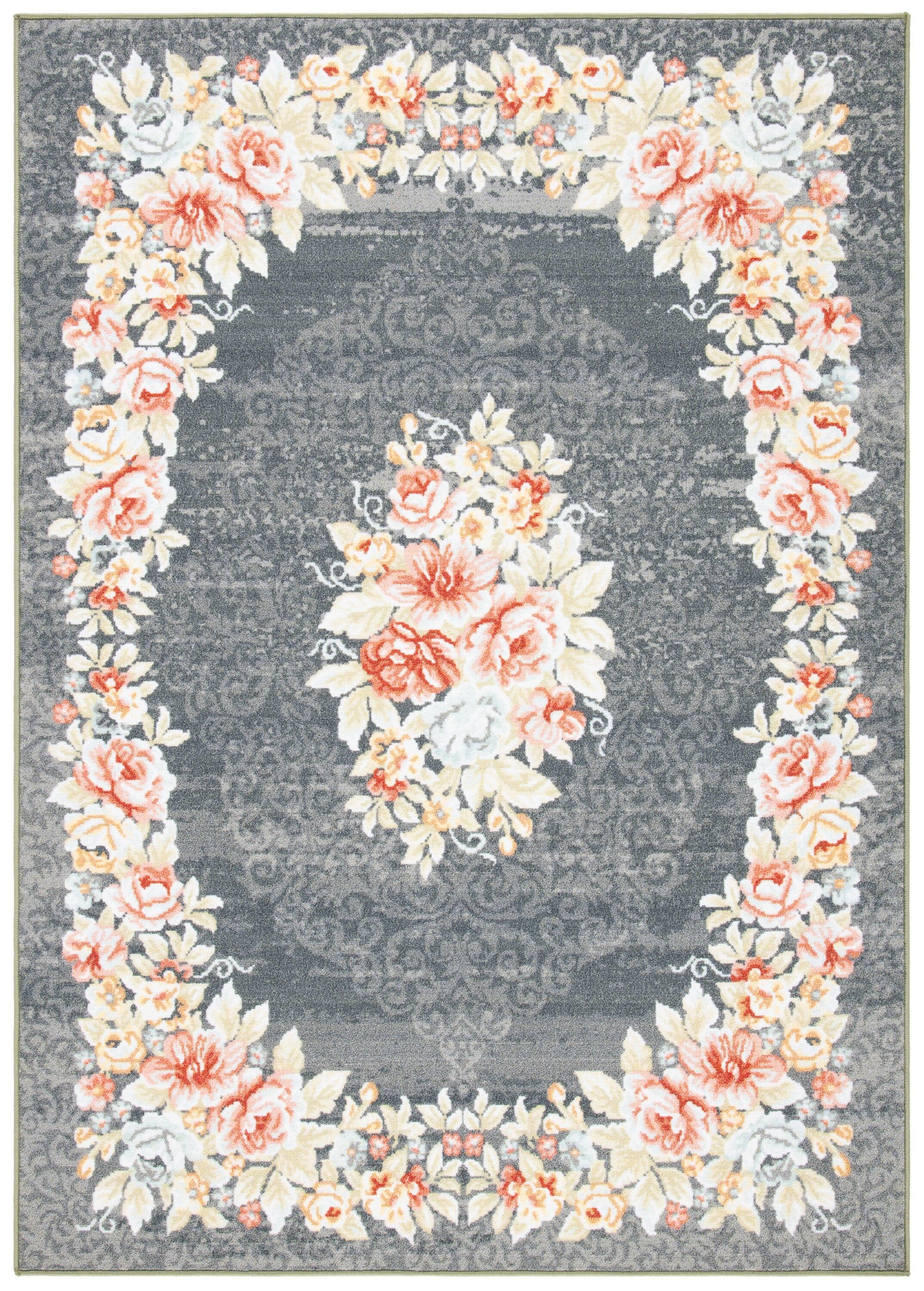 Journey JNY125 Power Loomed Area Rug - Grey/Pink - 4'4"x6' - Safavieh.