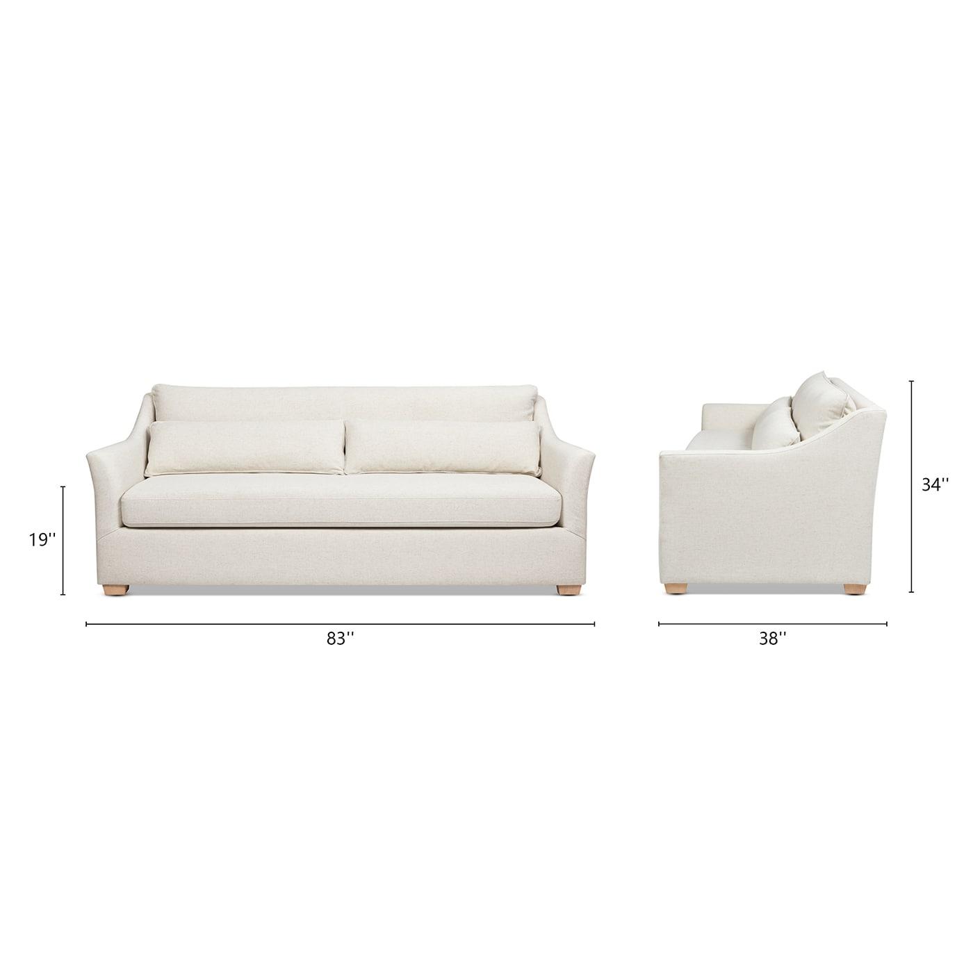 Jennifer Taylor Home Ada Modern Fabric Sofa with Flared Arm in Flax White