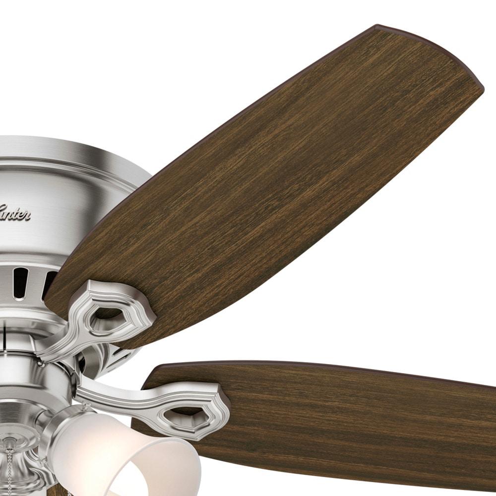 Builder Low Profile 52" 5 - Blade Flush Mount Ceiling Fan with Lights and Pull Chains