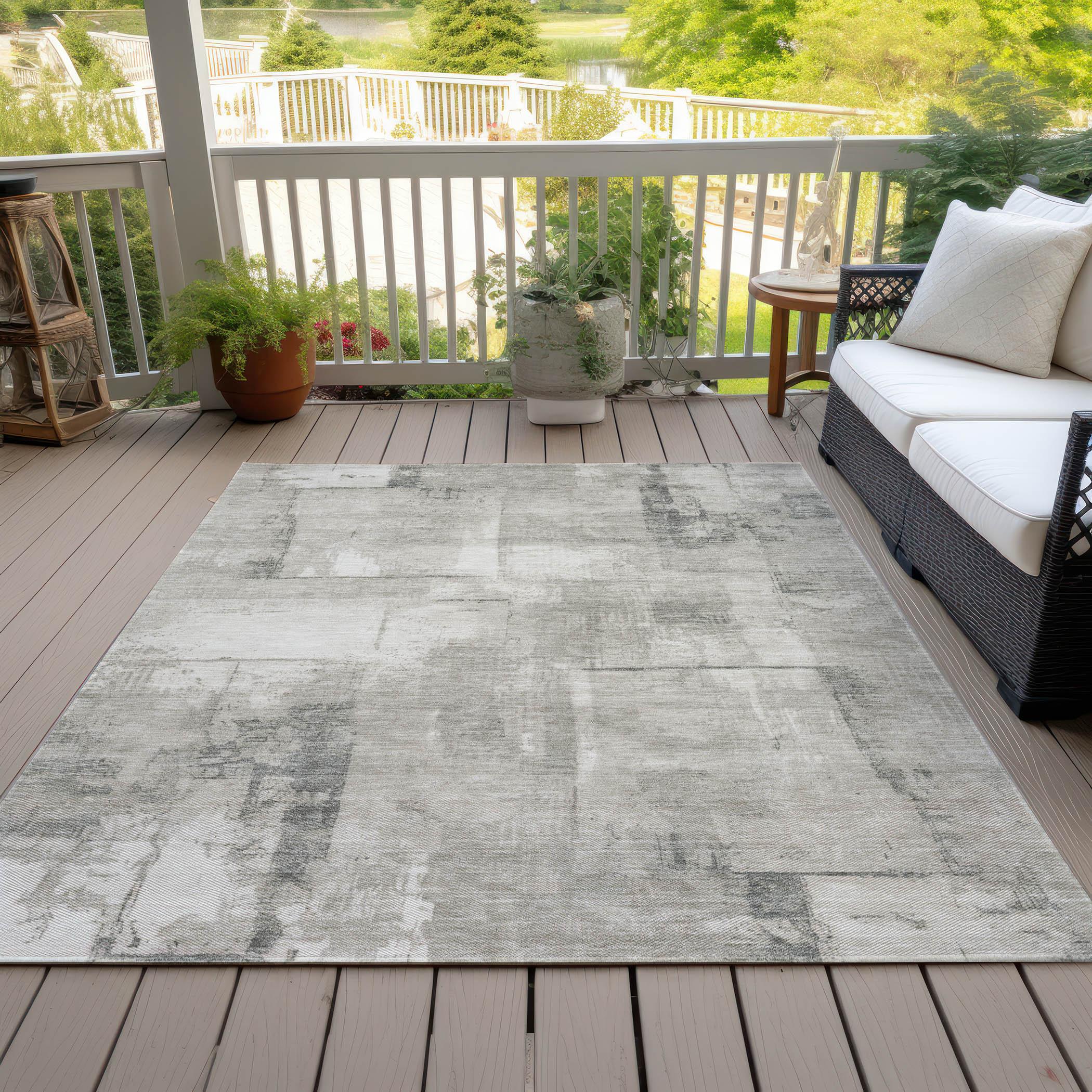 Machine Washable Indoor/Outdoor Cinead ACN1714 Beige Rug