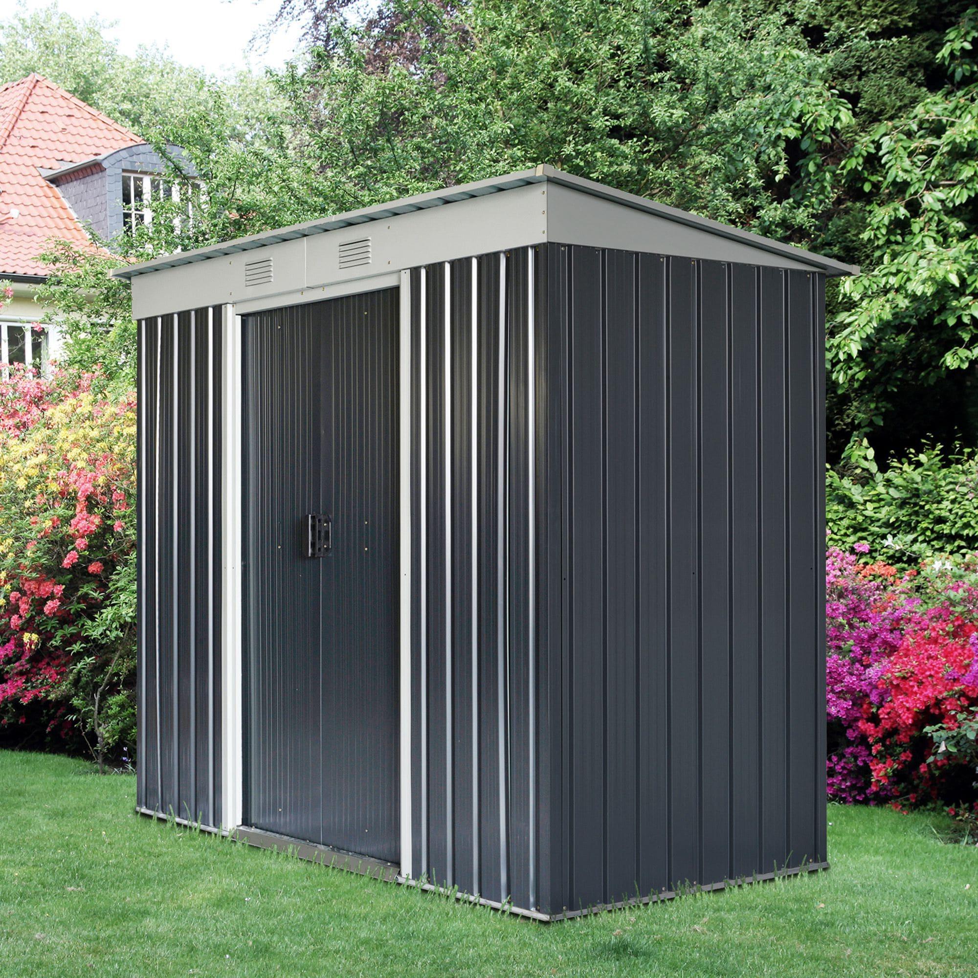 Outsunny 7' x 4' Metal Outdoor Garden Storage Shed w/ Vents, Gray