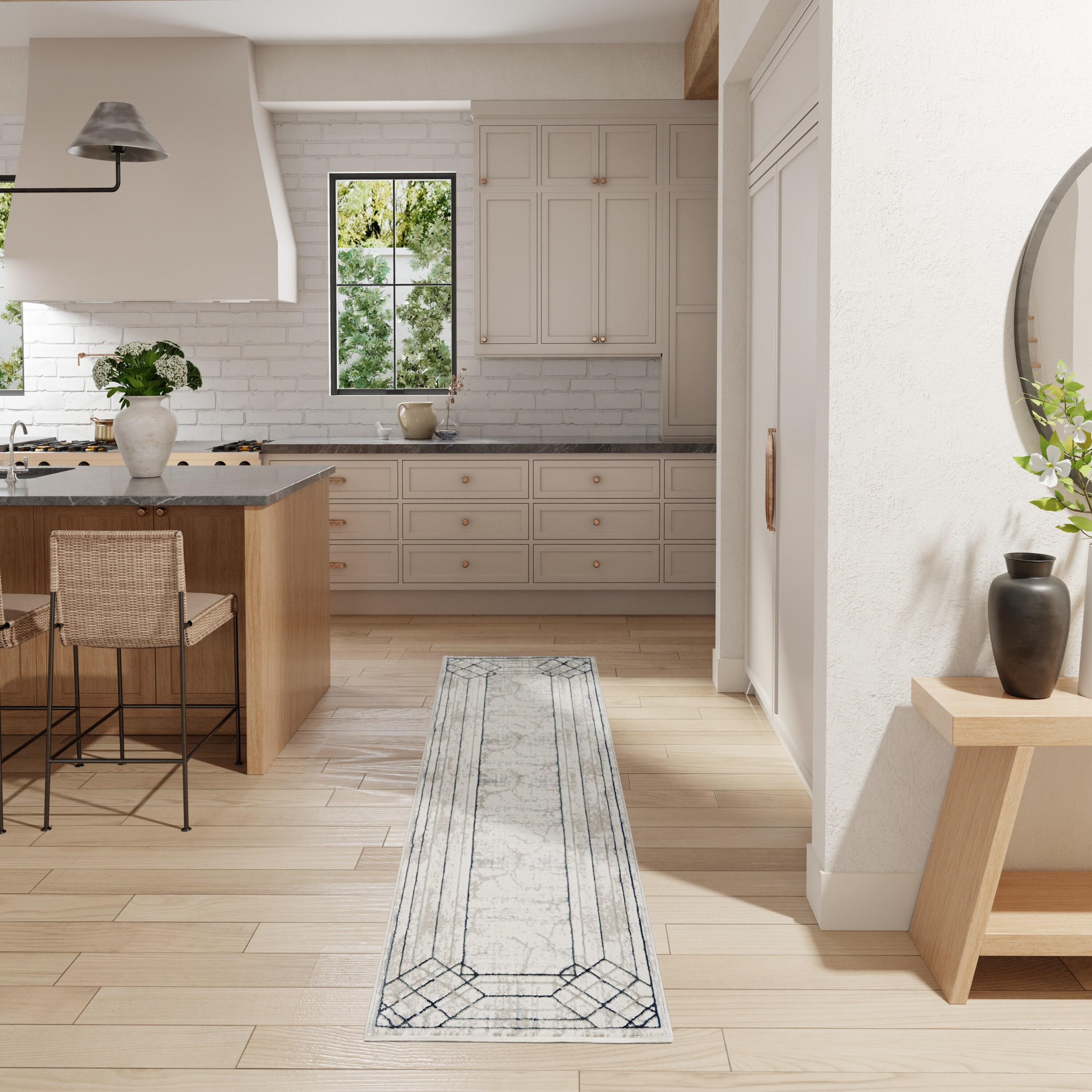 Nourison Glam 2'3" x 7'6" Ivory/Taupe Mid-Century Modern Indoor Rug