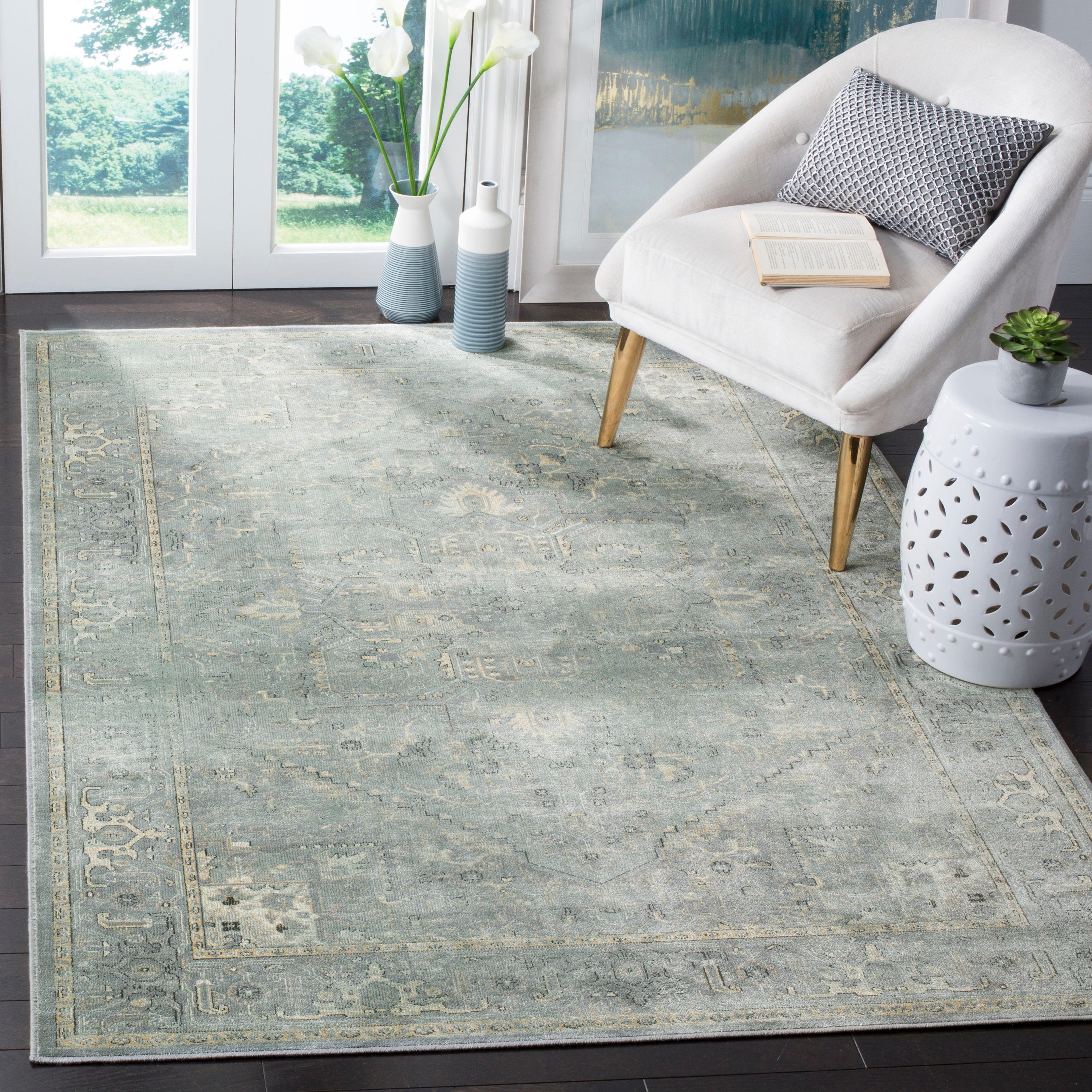 Vintage VTG114 Power Loomed Indoor Skid-Resistant Area Rug - Grey/Multi - 6'7"x9'2" - Safavieh