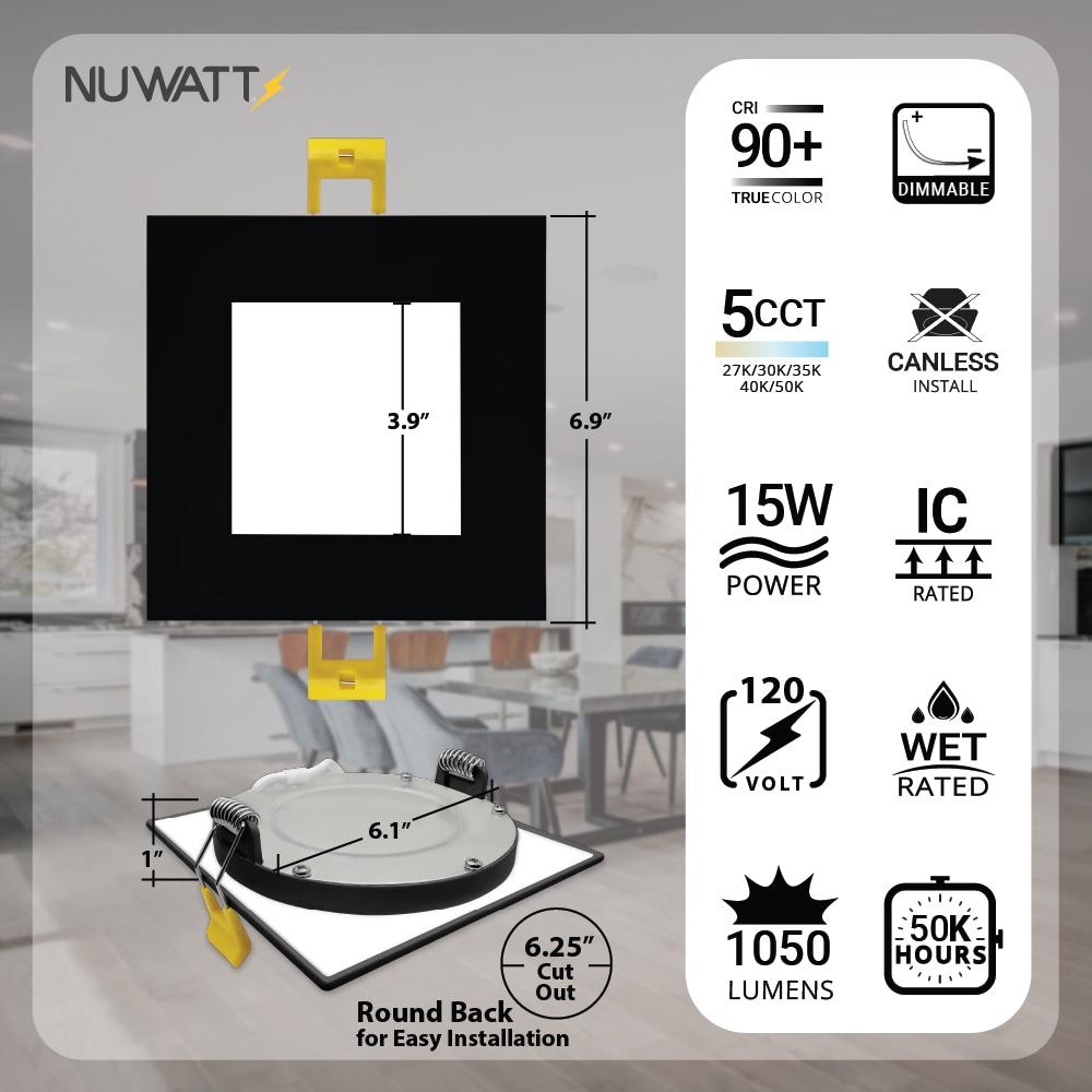 Panel Downlight 6'' Selectable Color Temperature Dimmable Air-Tight IC Rated LED Canless Recessed Lighting Kit