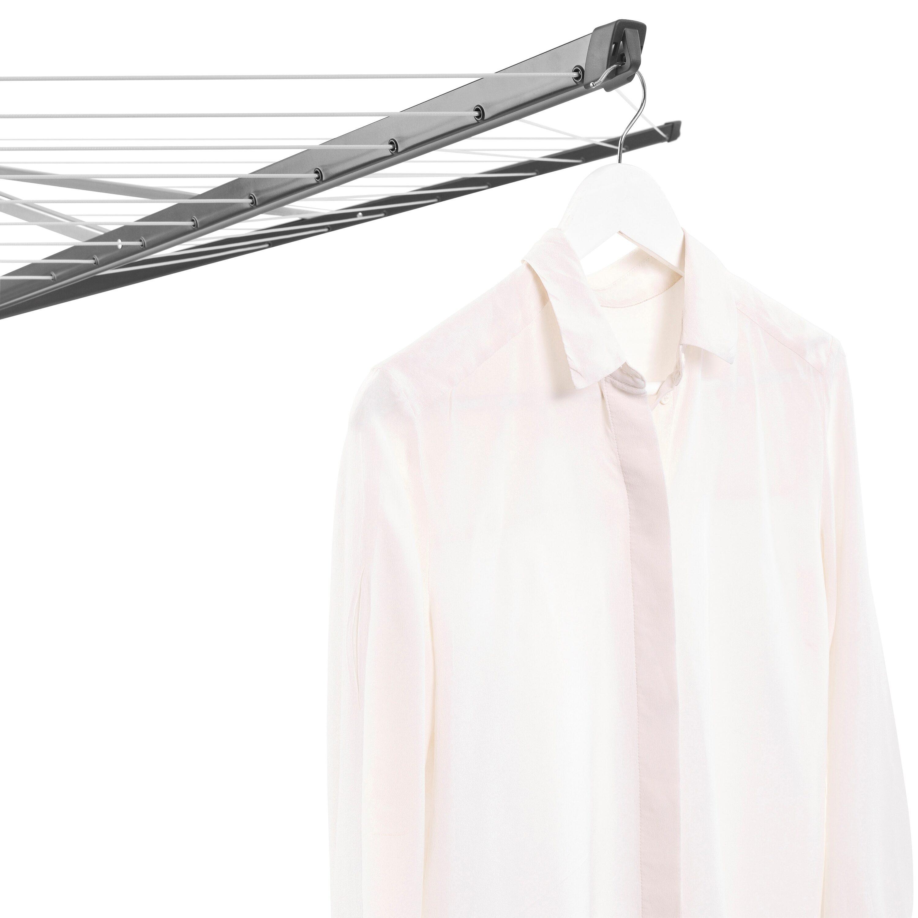 Anthracite Height Adjustable Steel Outdoor Rotary Clothesline with Cover and Clothespins
