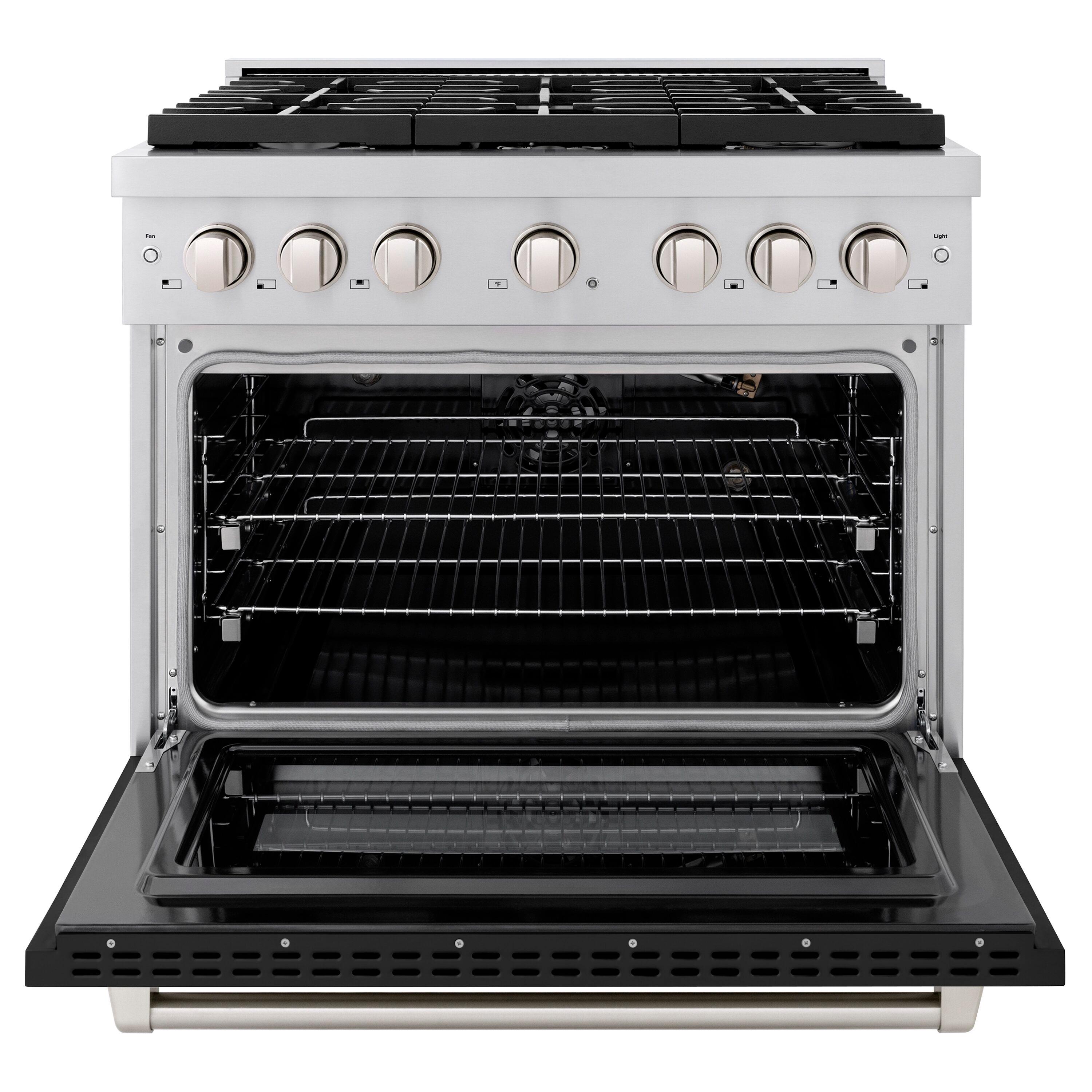 ZLINE 36" Paramount Gas Range w/ 6 Burner Cooktop & Convection Oven w/ Black Matte Door