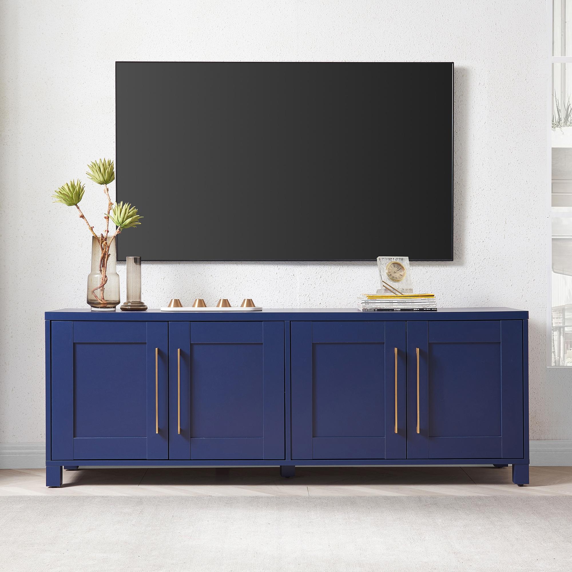 Evelyn&Zoe Chabot Rectangular TV Stand for TV's up to 75", Dark Blue