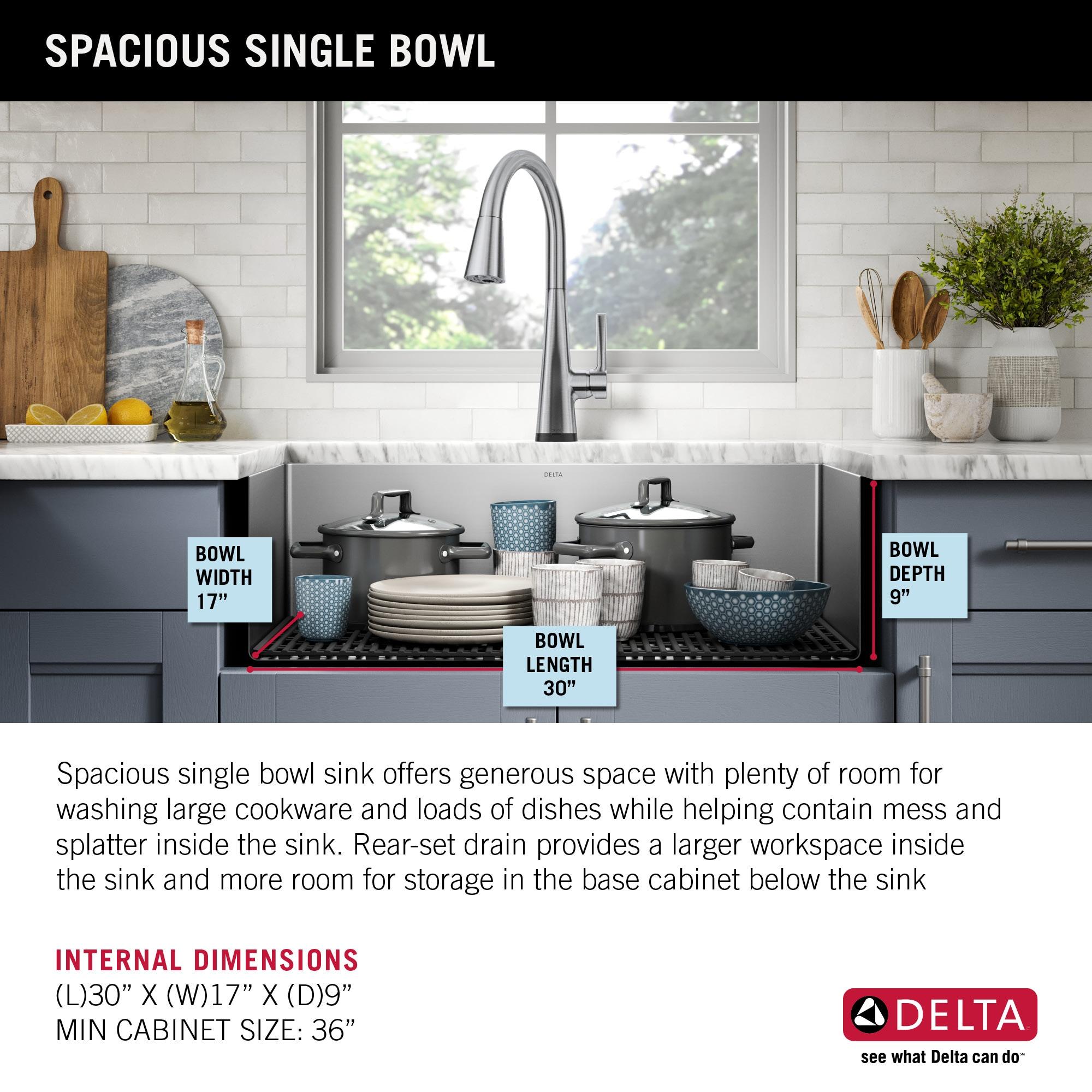 Delta Lenta™ Undermount 16 Gauge Stainless Steel Single Bowl Kitchen Sink with Accessories