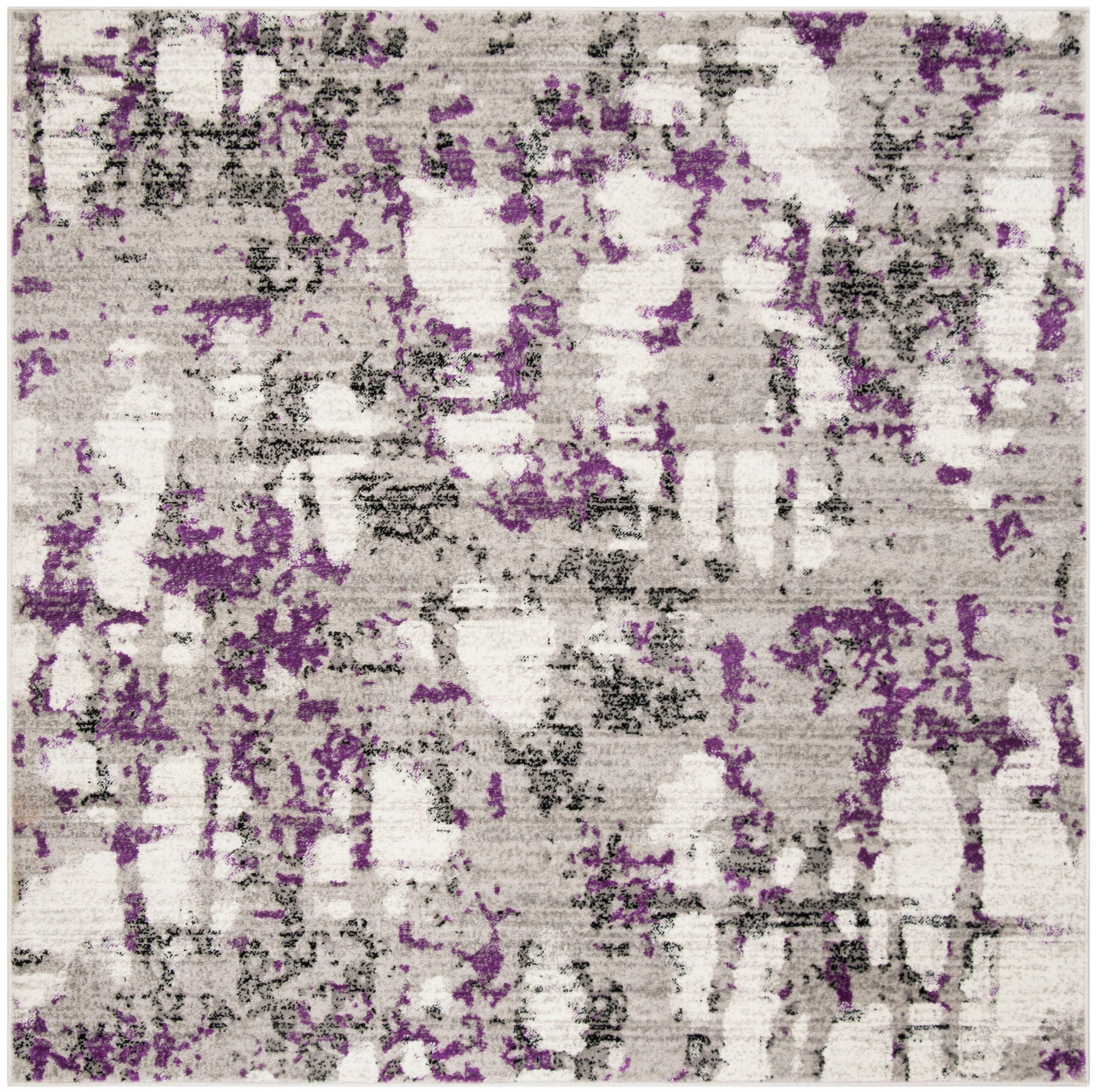 Skyler SKY193 Power Loomed Indoor Area Rug - Grey/Purple - 6'7"x6'7" - Safavieh.