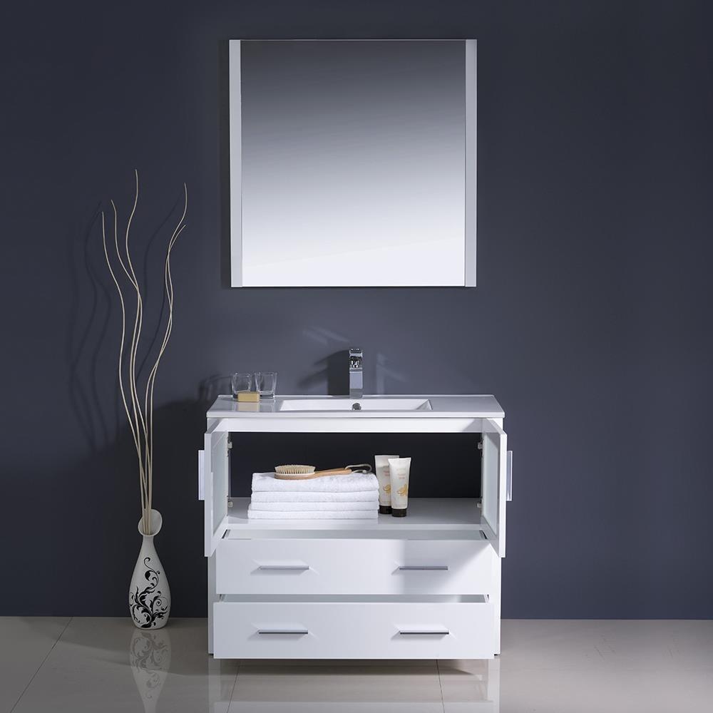Torino 36'' Single Bathroom Vanity with Ceramic Top with Mirror