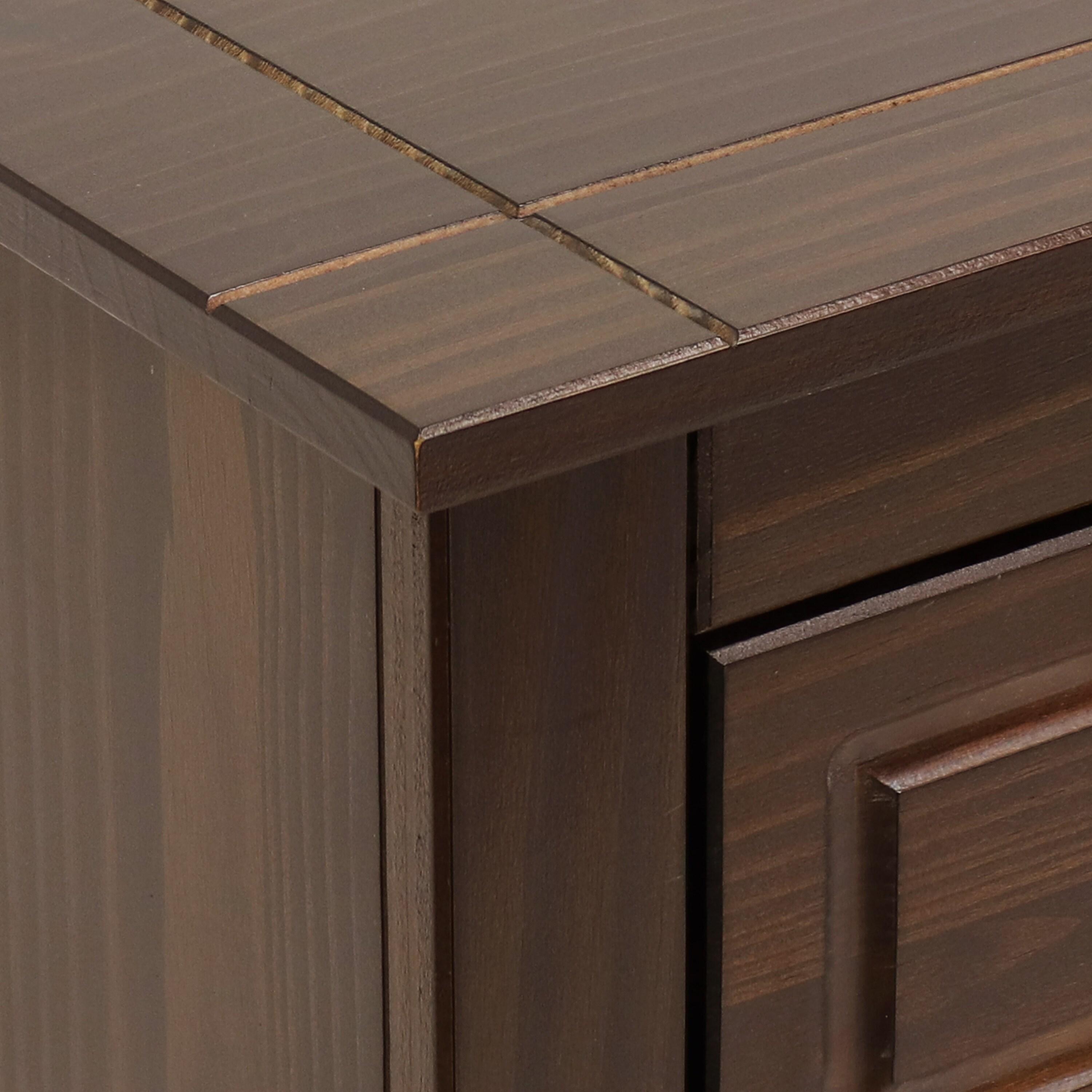 Sunnydaze Sideboard with 3 Drawers and 3 Doors - Solid Pine Construction - Dark Brown- 32"