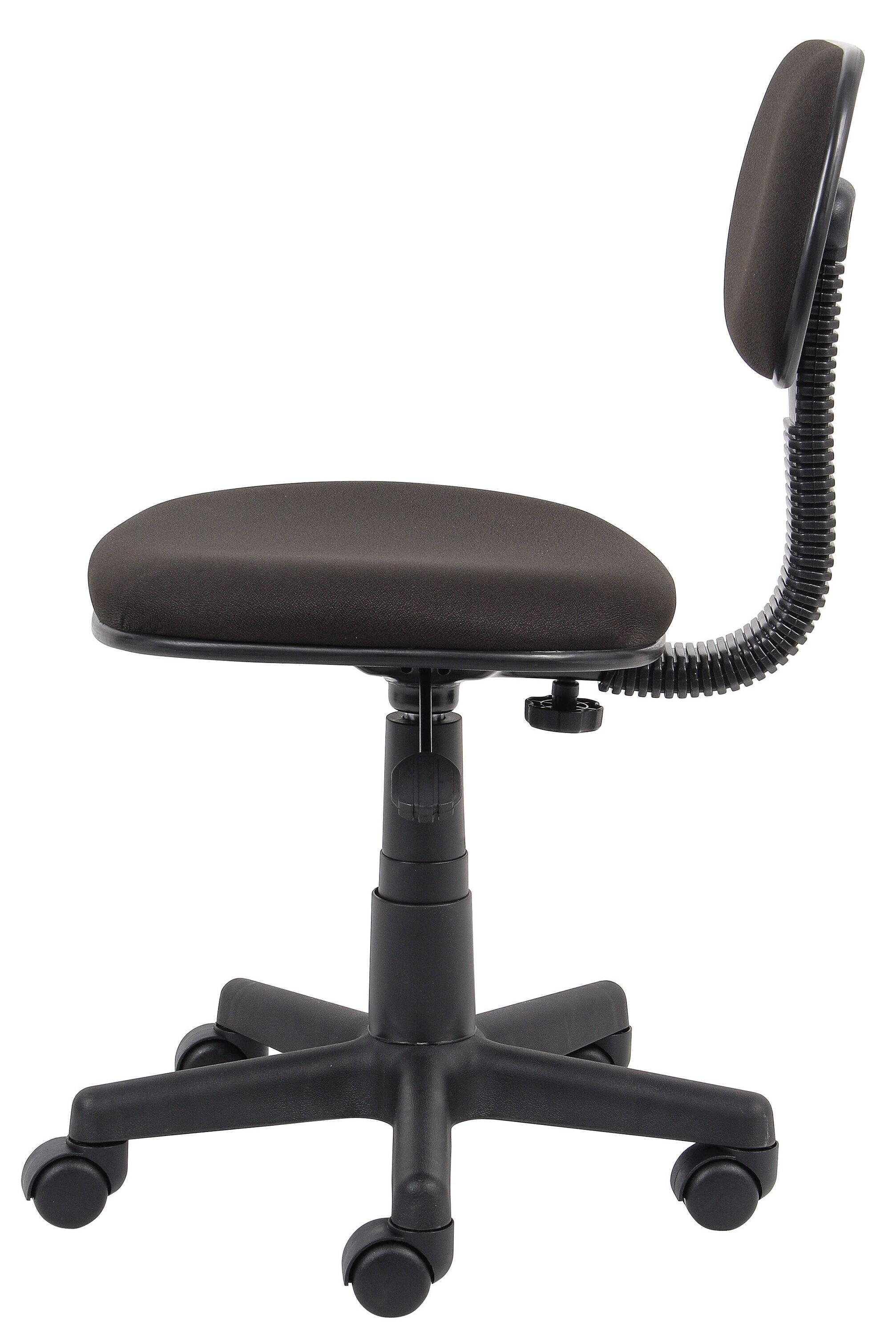 Fabric Steno Chair Black - Boss Office Products: Pneumatic Lift, Nylon Base, Swivel Casters