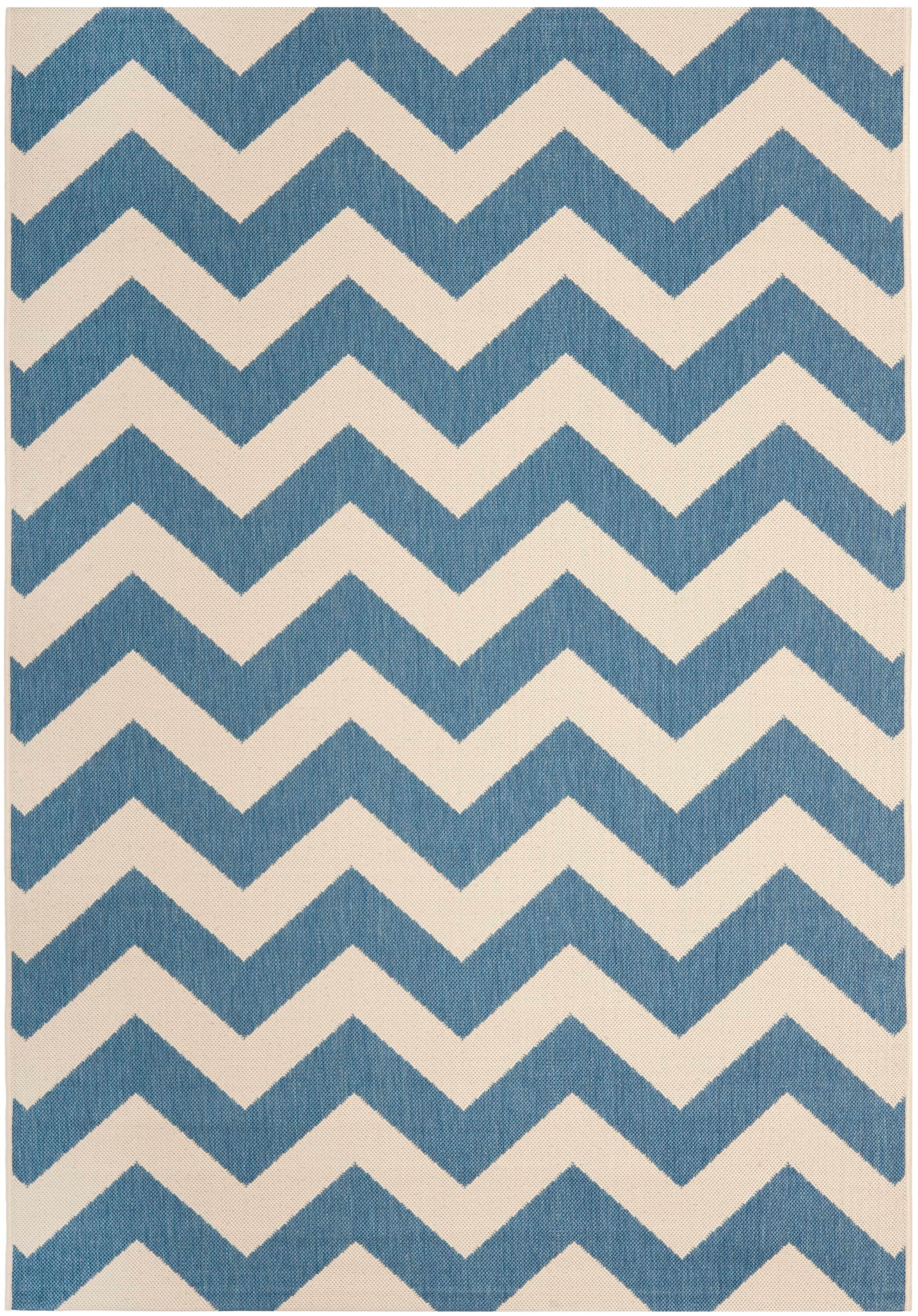 Courtyard CY6244 Power Loomed Indoor and Outdoor Area Rug - Blue/Beige - 5'3"x7'7" - Safavieh