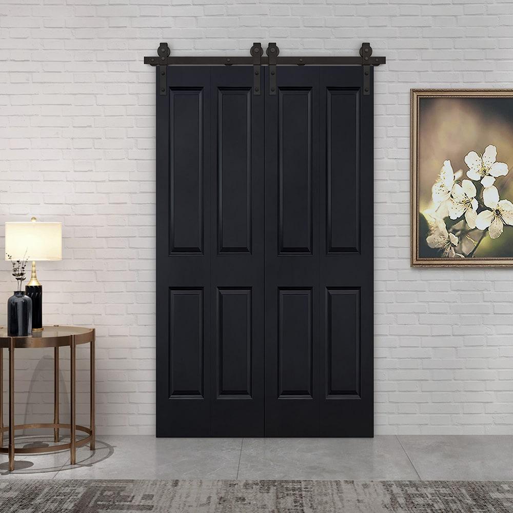 Calhome Paneled MDF Composite Double Bifold Barn Doors with Installation Hardware Kit
