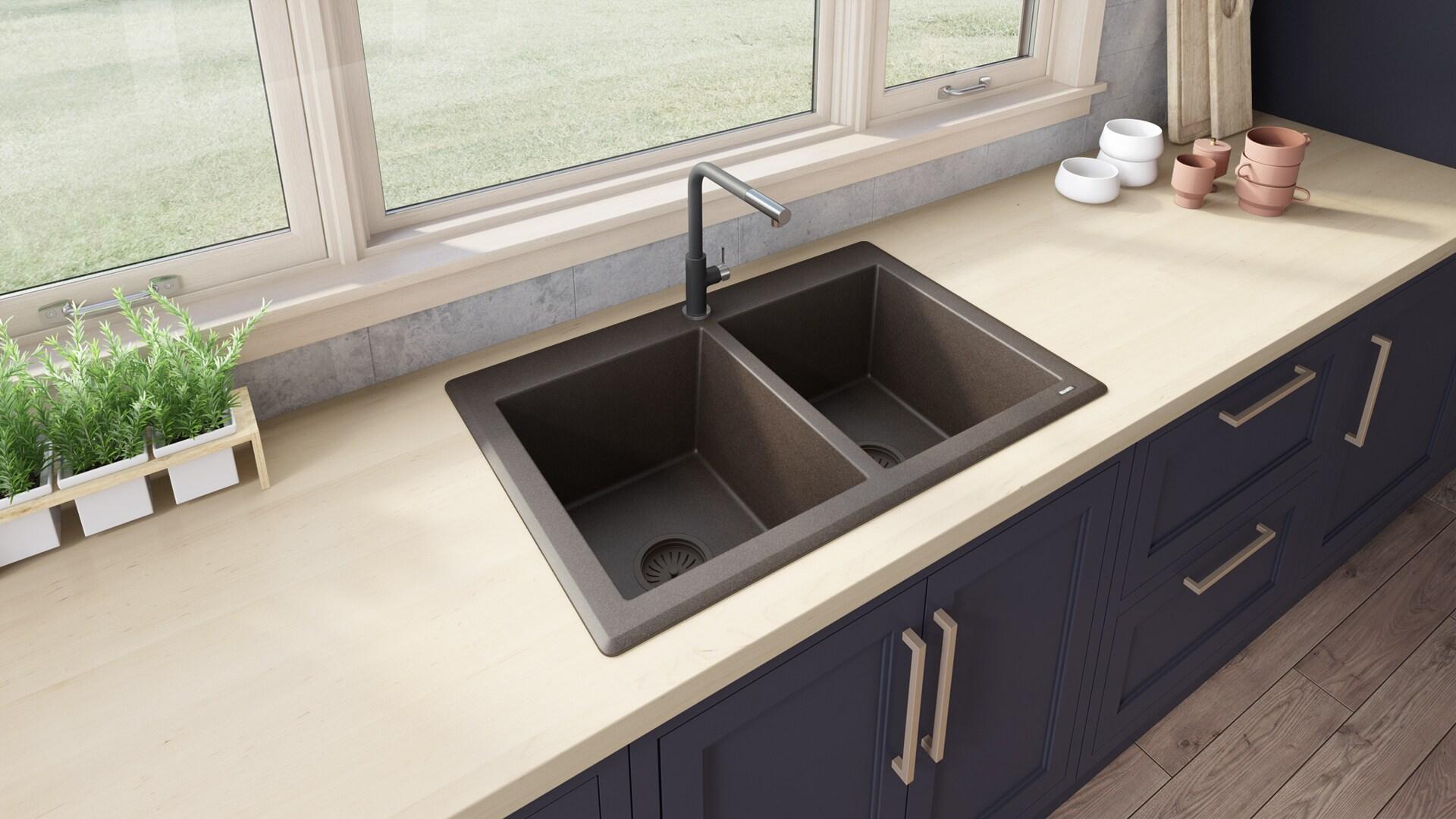 Ruvati 33 x 22 inch epiGranite Top-Mount Granite Composite Kitchen Sink