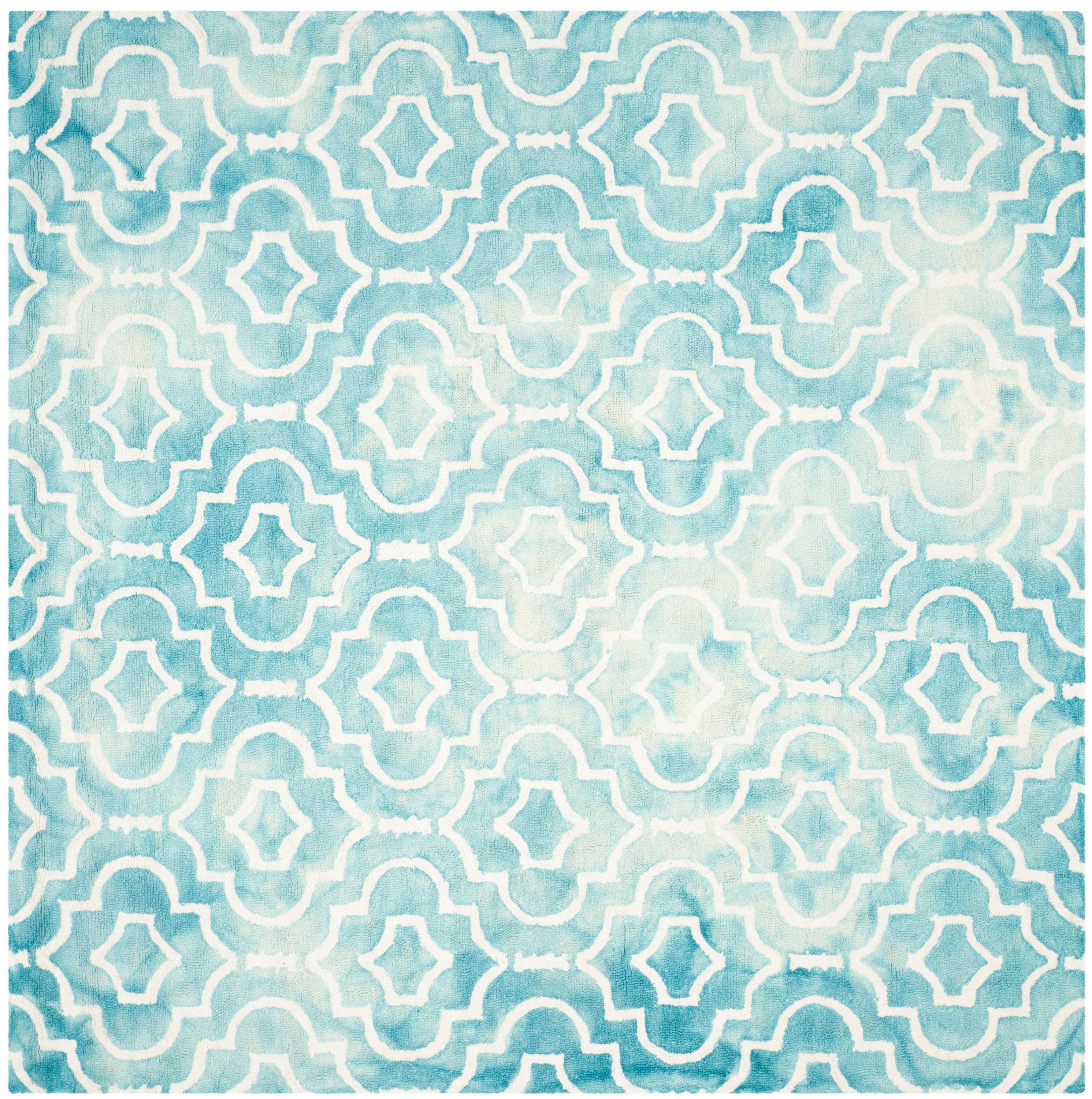 Dip Dye DDY538 Hand Tufted Indoor Area Rug - Turquoise/Ivory - 7'x7' - Safavieh