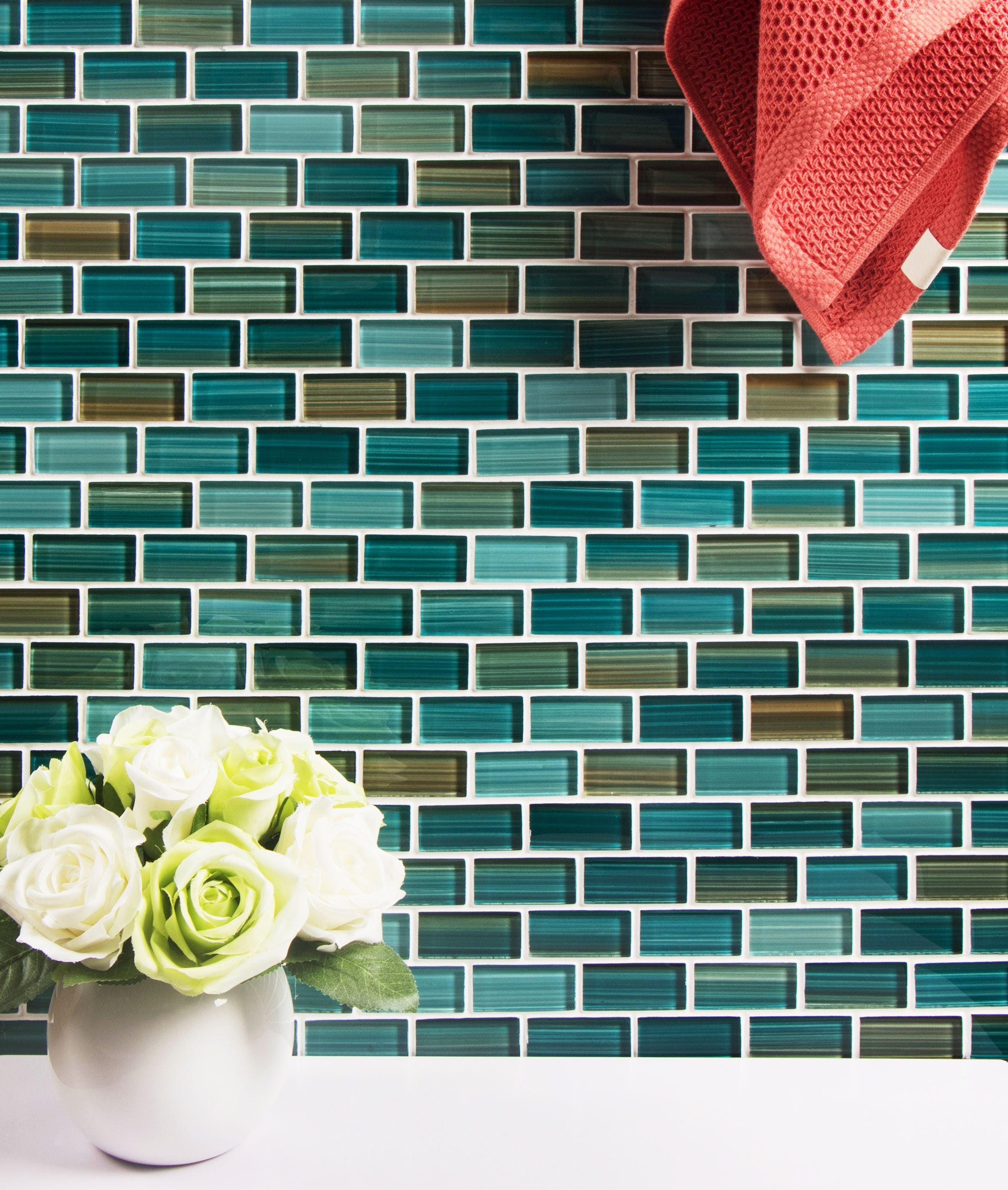 Swimming Pool Series 1" x 2" Straight Edge Glass Mosaic Tile