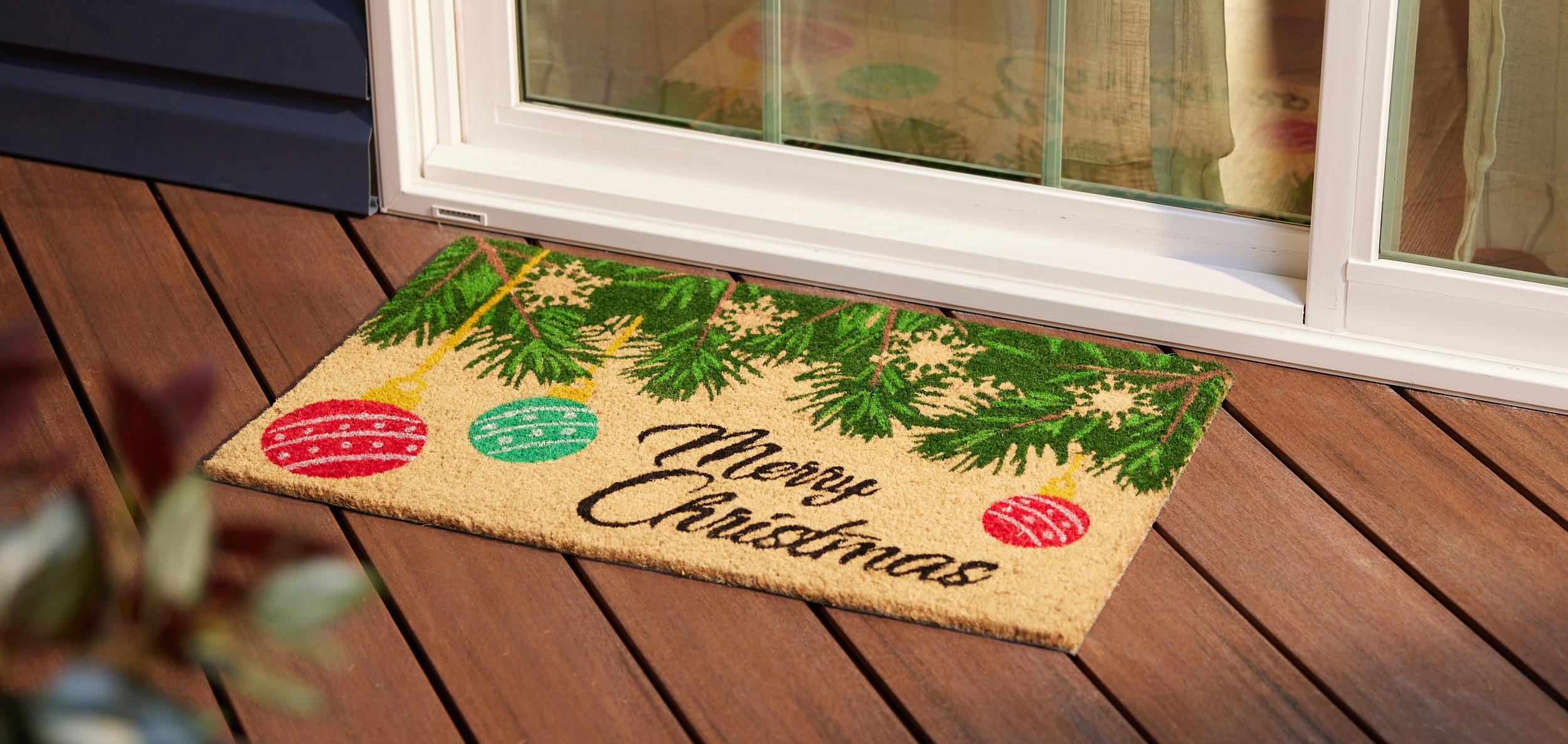 PVC Backed Merry Christmas, 30"x18"x0.5", Natural Coconut Husk Coir Door Mat