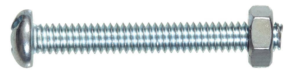 Zinc-Plated Round Head Phillips Machine Screw with Nut, 3/4-Inch