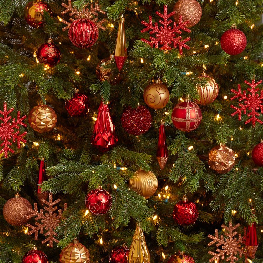 Shatter Resistant Christmas Ornaments, Red & Gold, 52-piece Set