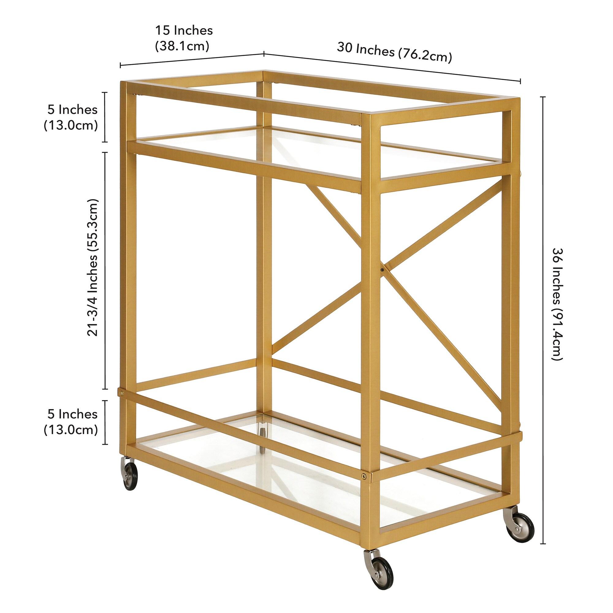 Evelyn&Zoe Wilson 30" Wide Rectangular Bar Cart in Brass