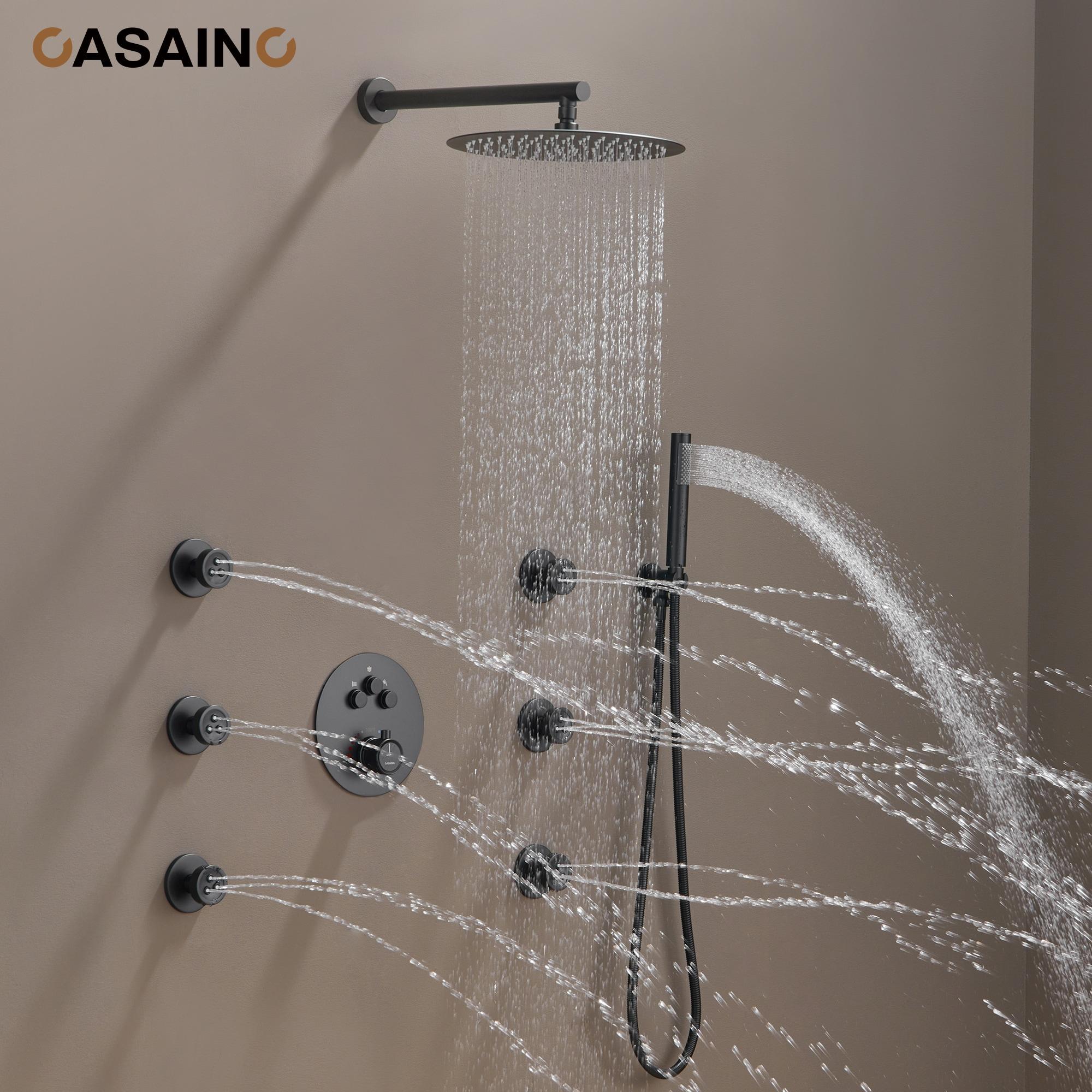 Thermostatic Rainfall Shower System with Rough in-Valve and Shower Body Spray