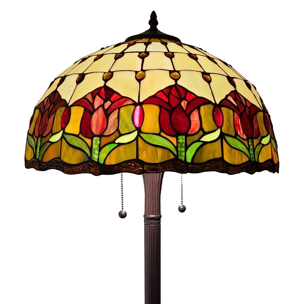 Amora Lighting  18 in. Shade Tiffany Style Tulips Floor Lamp