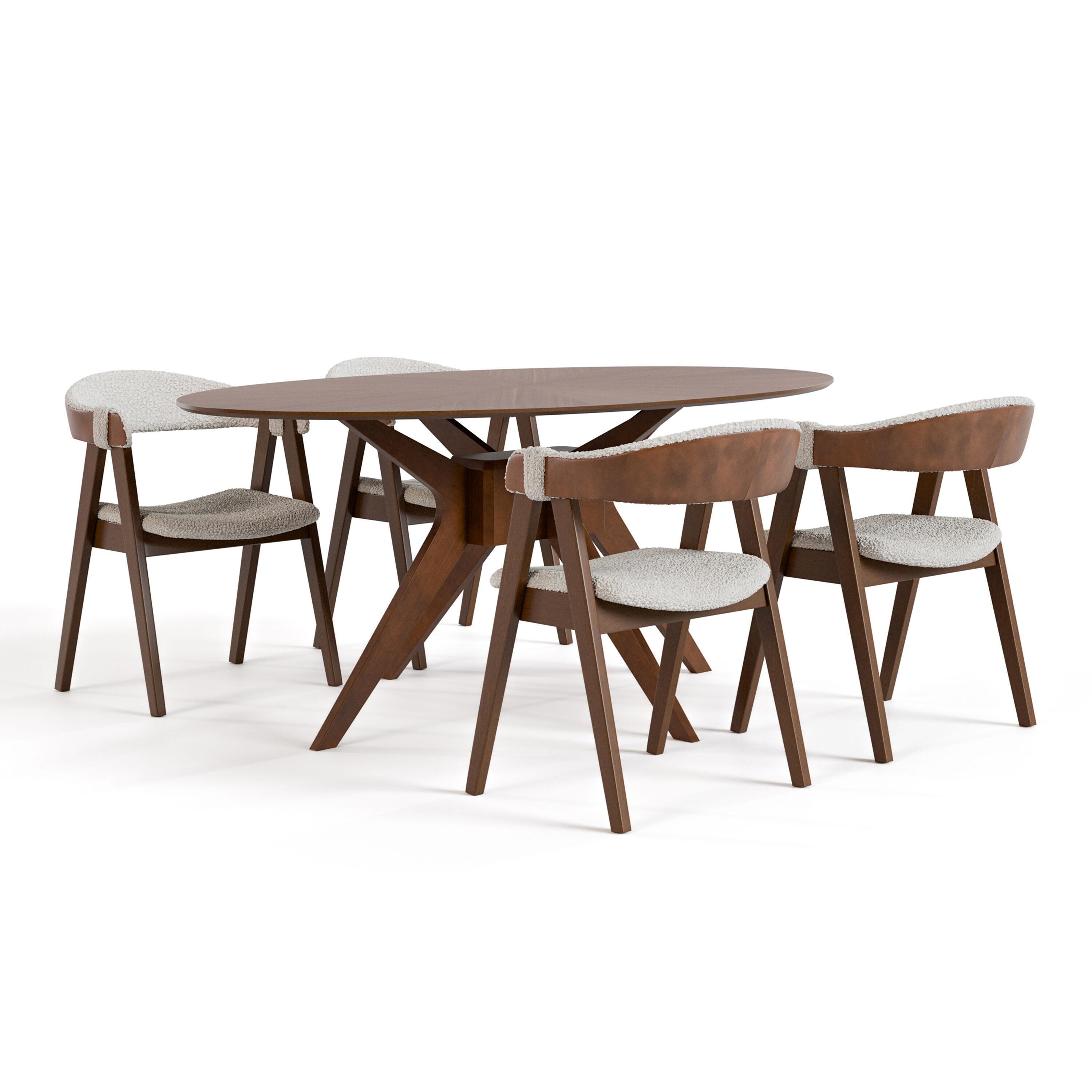 HOMES: Inside + Out 5pc Pearlcrest Mid-Century Modern Dining Table Walnut
