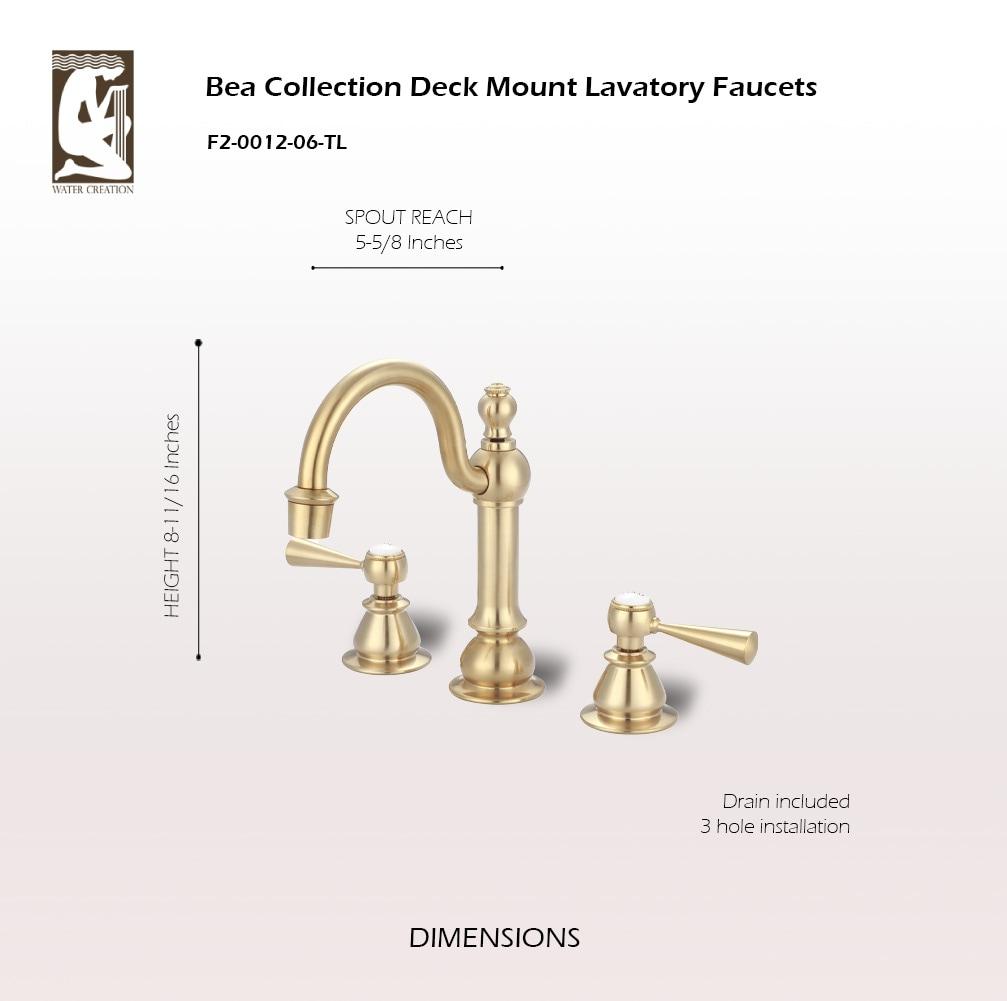 Water Creation  Satin Brass High Arc Torch Lever Handle True Brass Lavatory Faucet