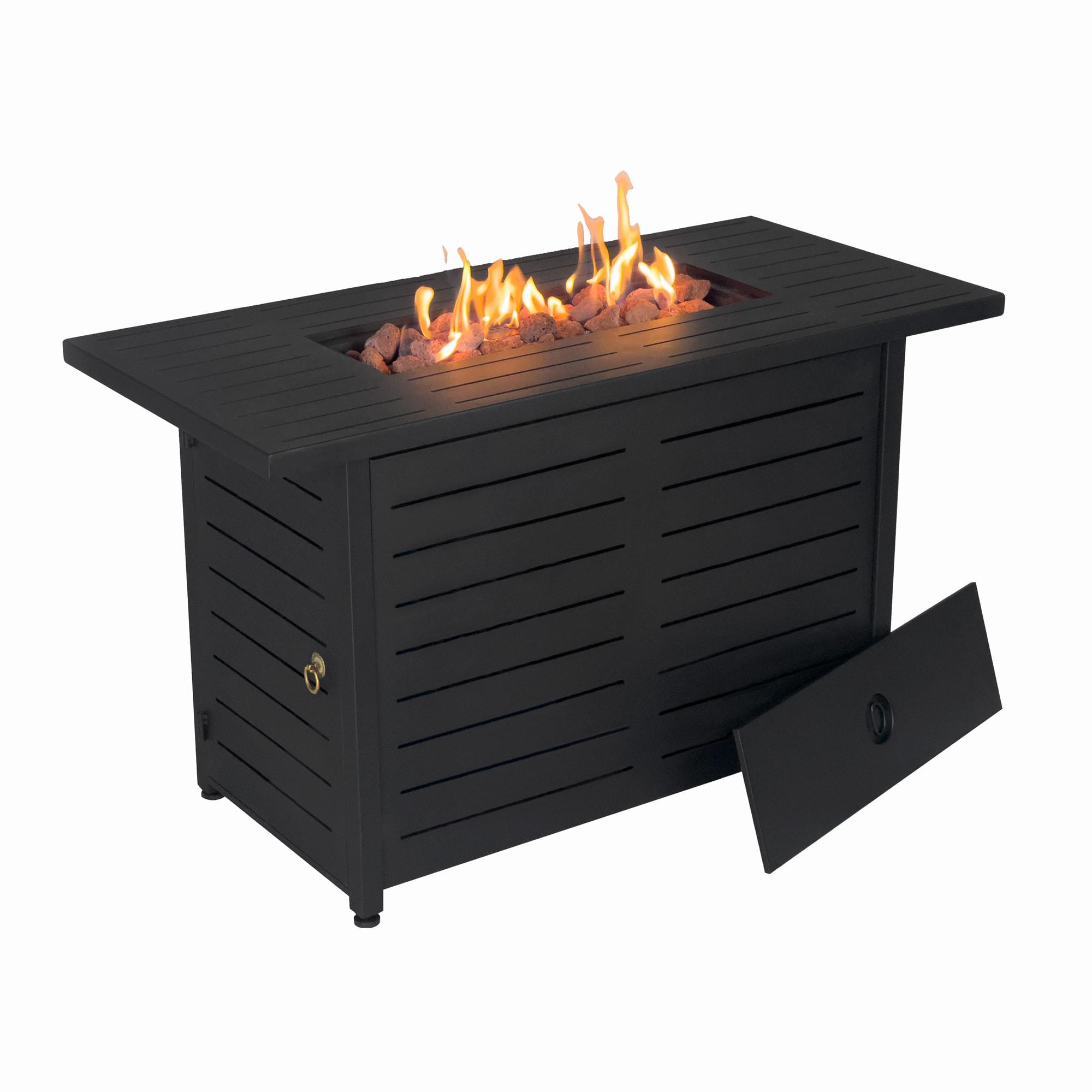 Kinger Home 42-Inch Outdoor Propane Fire Pit Table for Patio, 50,000 BTU CSA Certified, Powder Coating Steel Frame, Black