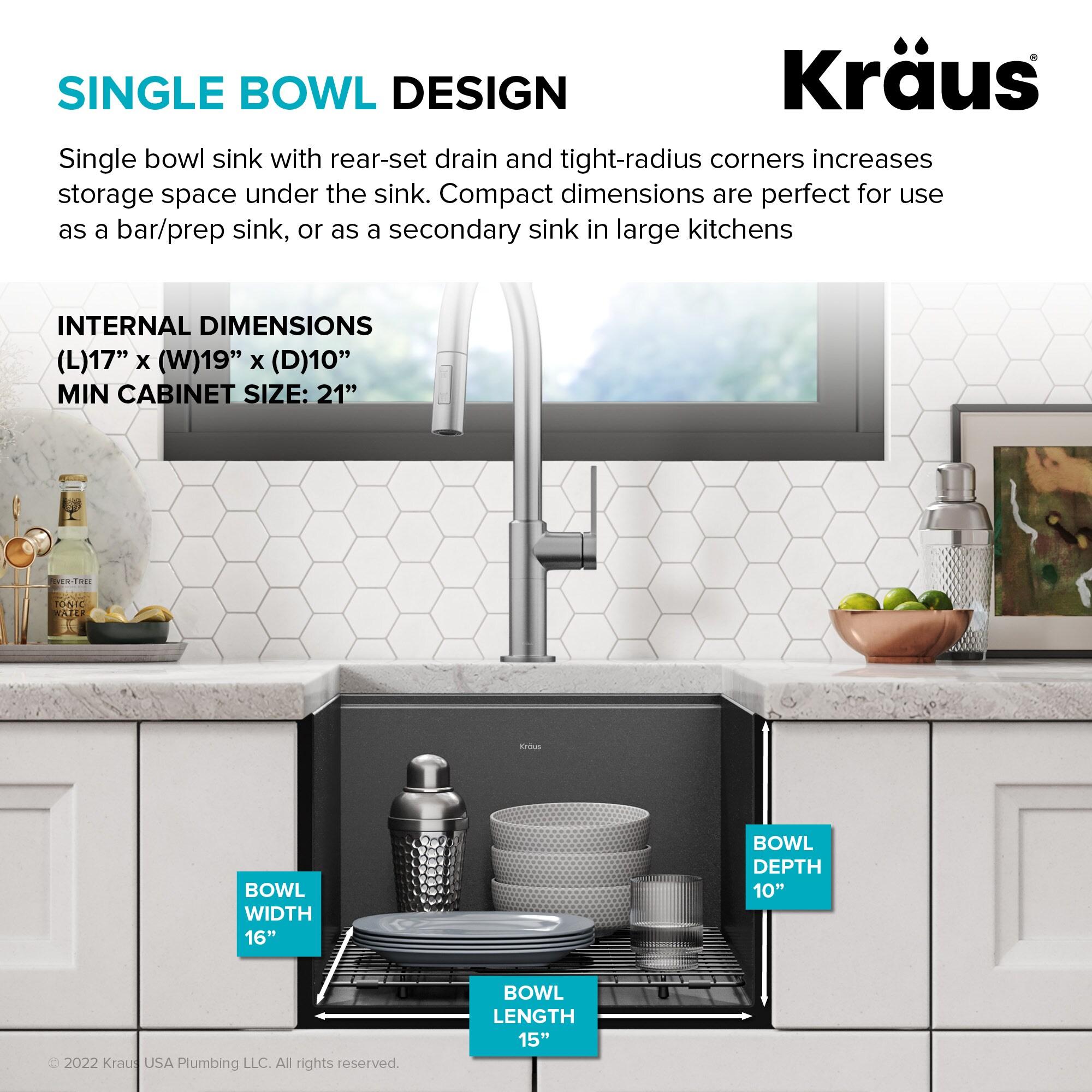 KRAUS Kore™ Undermount Workstation 16 Gauge Black Stainless Steel Single Bowl Kitchen Sink in PVD Gunmetal Finish