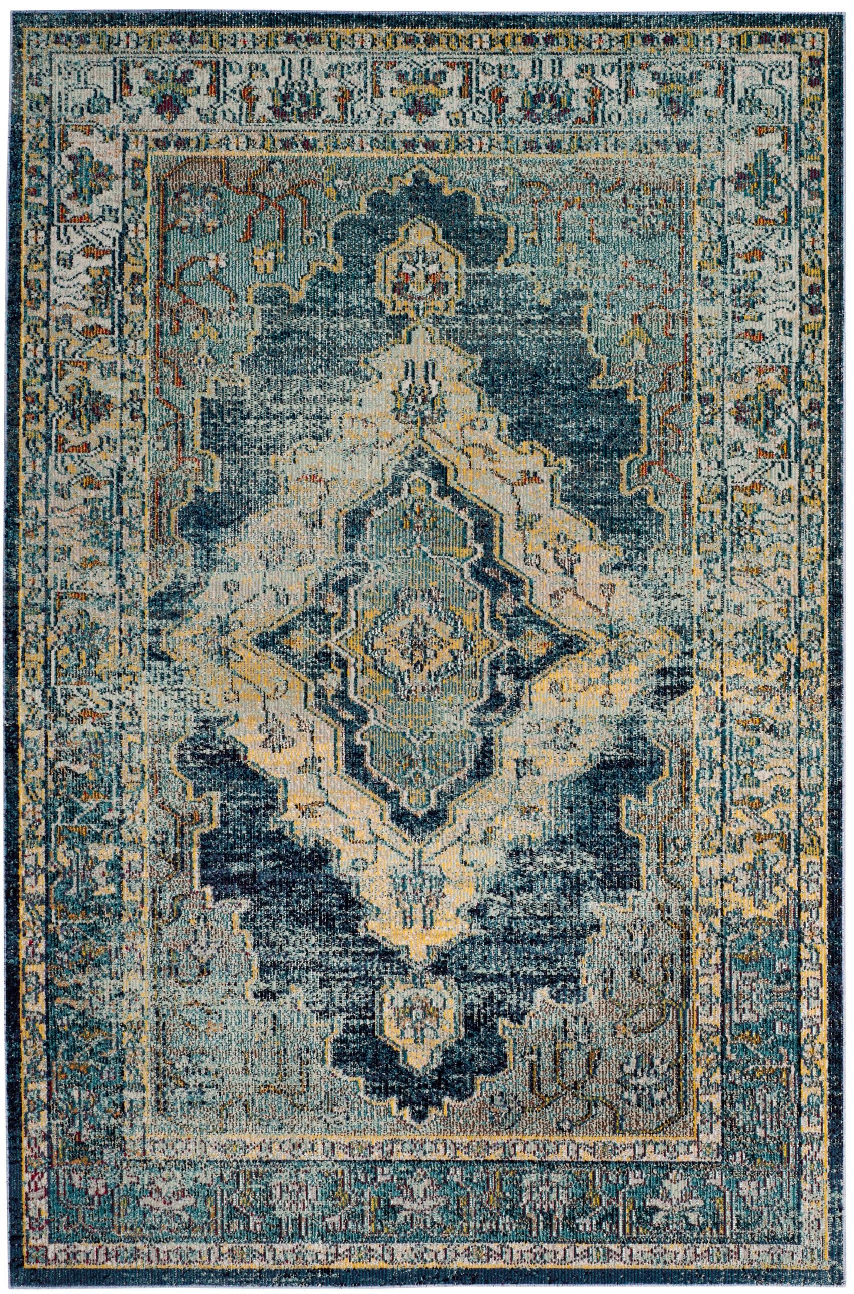 Crystal CRS500 Power Loomed Area Rug - Blue/Yellow - 4'x6' - Safavieh.