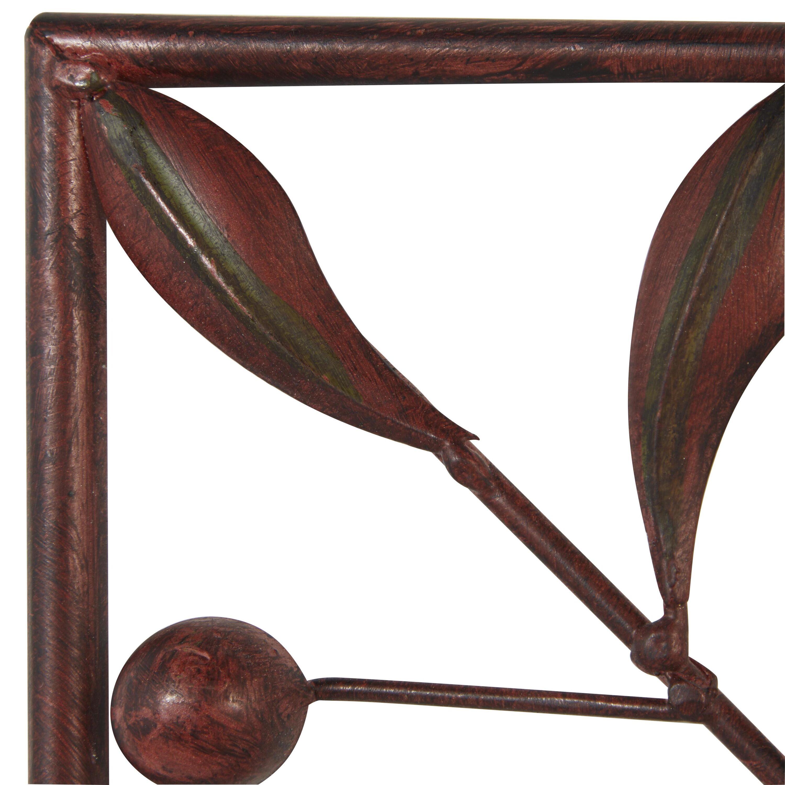 DecMode Rustic Brown Square Metal Wall Décor Set of 4 14"W x 14"H