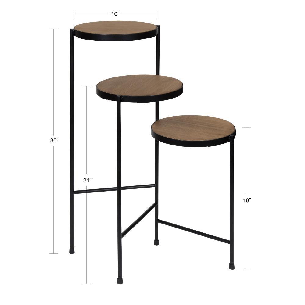 Kate and Laurel Fields Round Metal Plant Stand, 17x22x30, Black