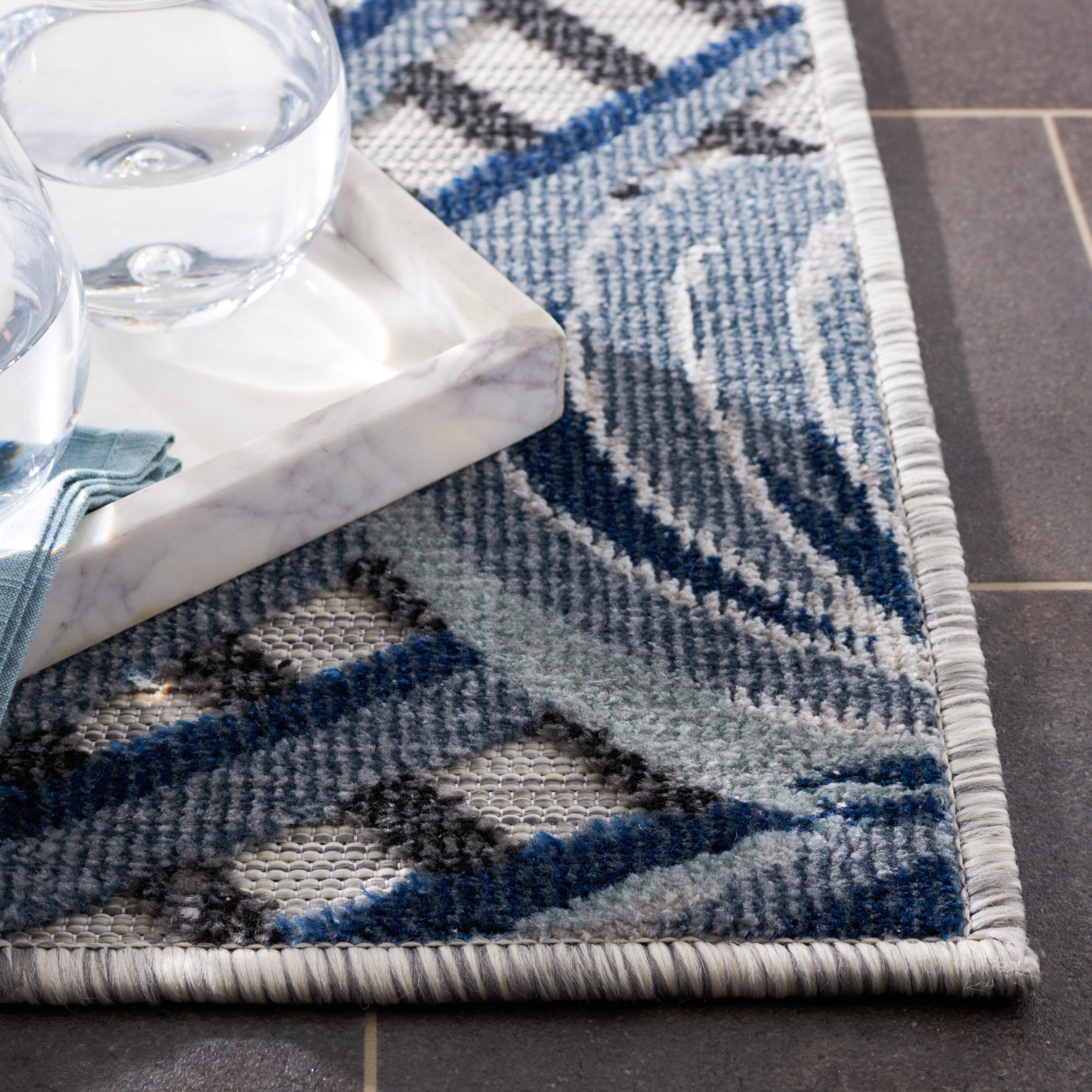 Cabana CBN447 Loomed Indoor/Outdoor Area Rug - Ivory/Navy - 9'x12' - Safavieh
