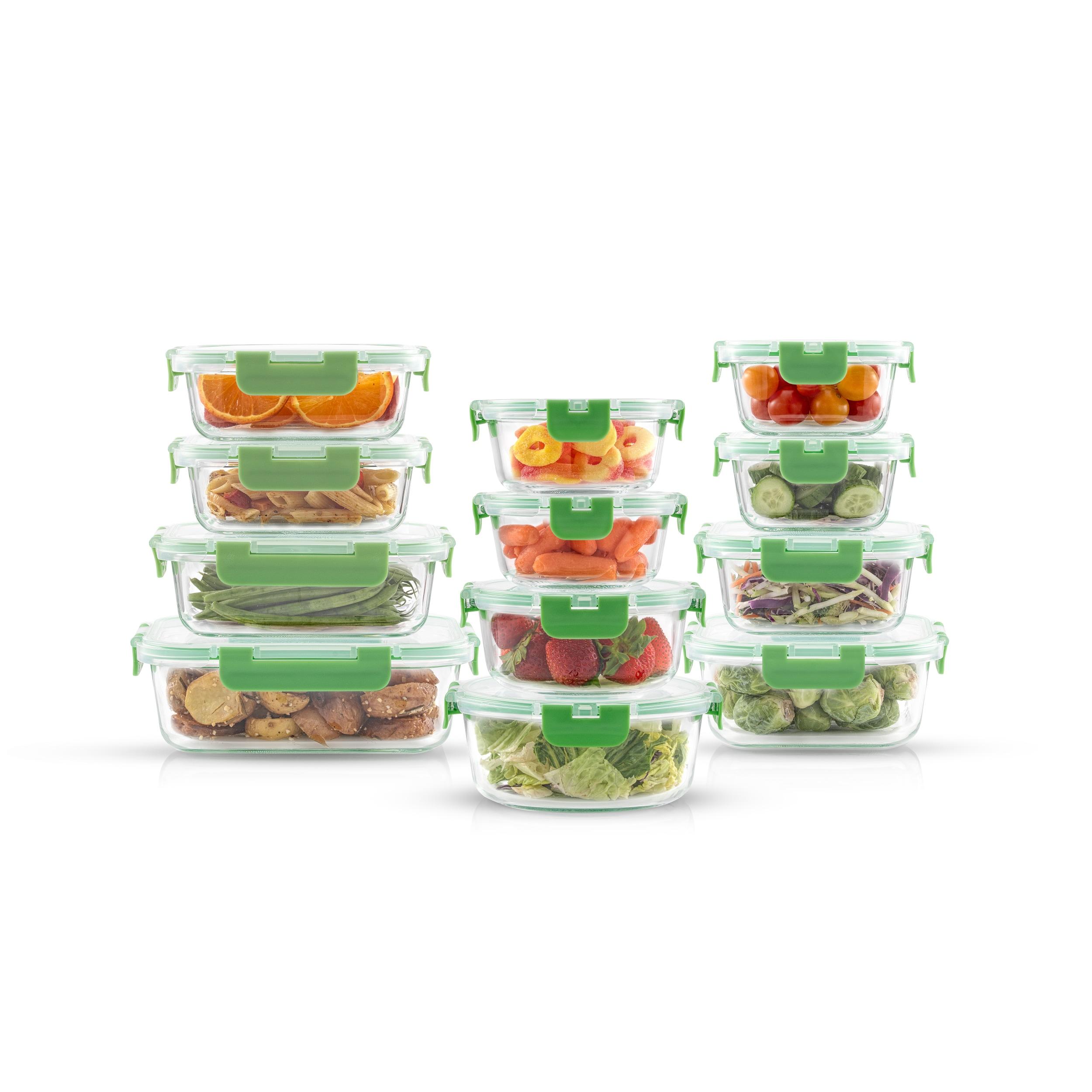 JoyJolt 24-Piece Glass Food Storage Container Set with Leakproof Lids