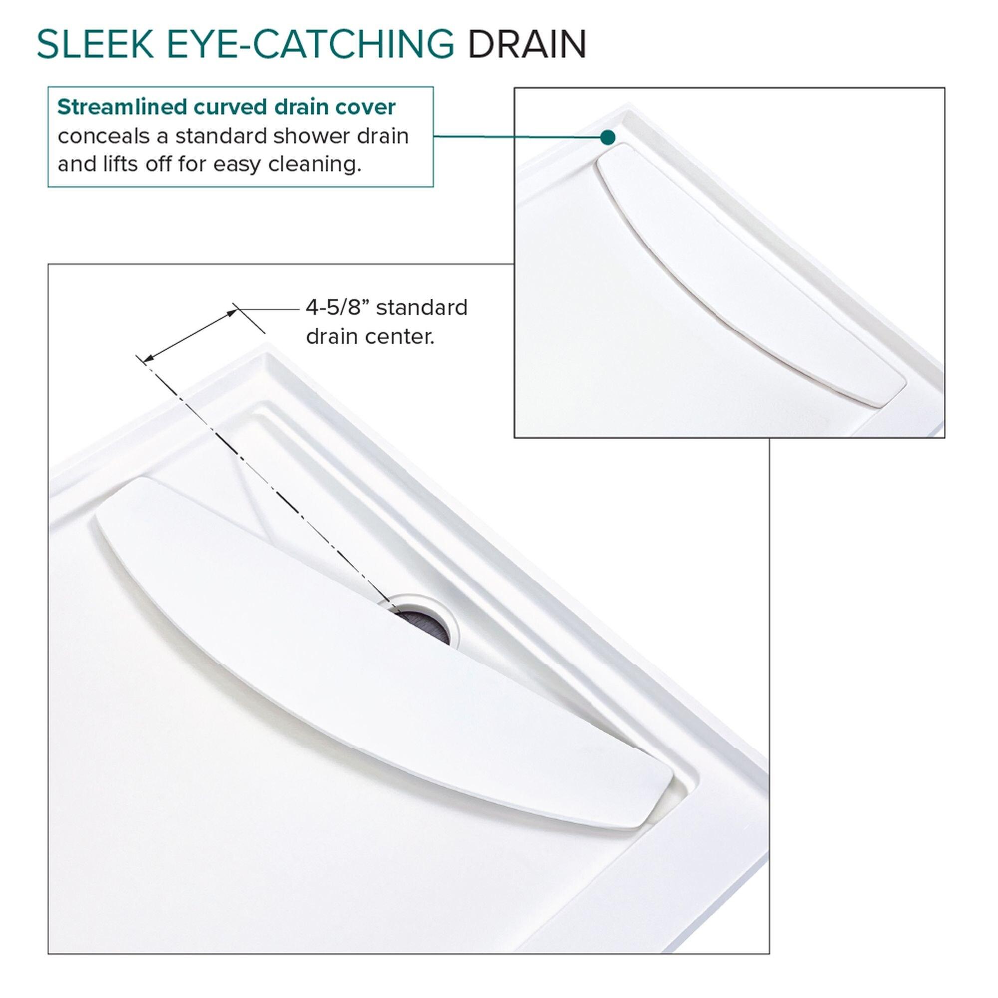Transolid Transolid 60-in x 32-in Cast Solid Surface Shower Base with Linear FSL6032L-01