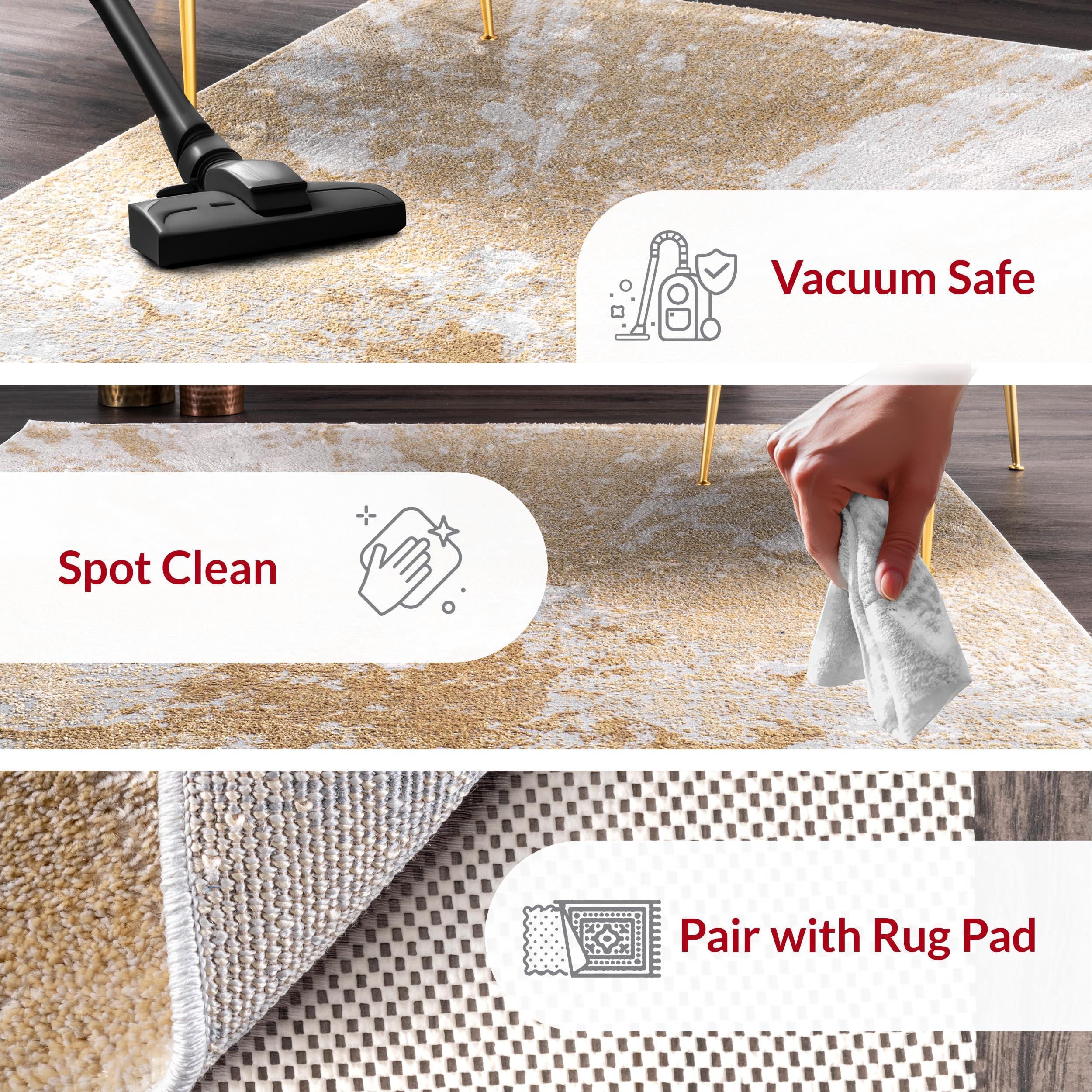 Nuloom Cyn Abstract 4x6 Indoor Area Rug for Living Room Bedroom Dining Room Kitchen, Gold/Ivory