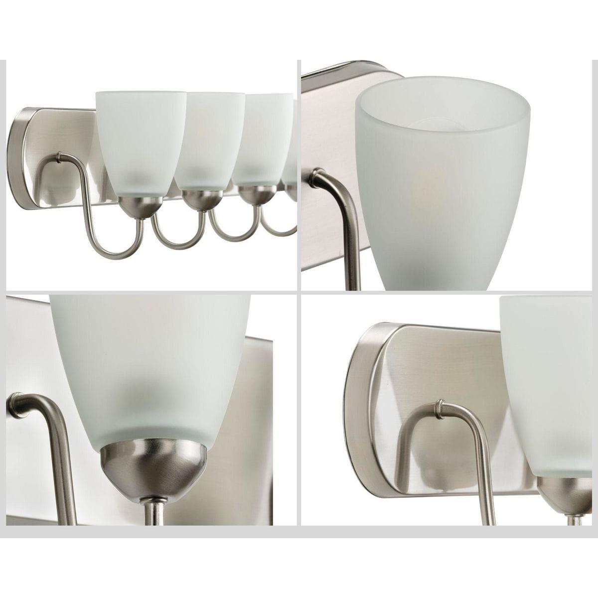 Progress Lighting Gather 6-Light Bath Bracket, Brushed Nickel, Etched Glass Shades
