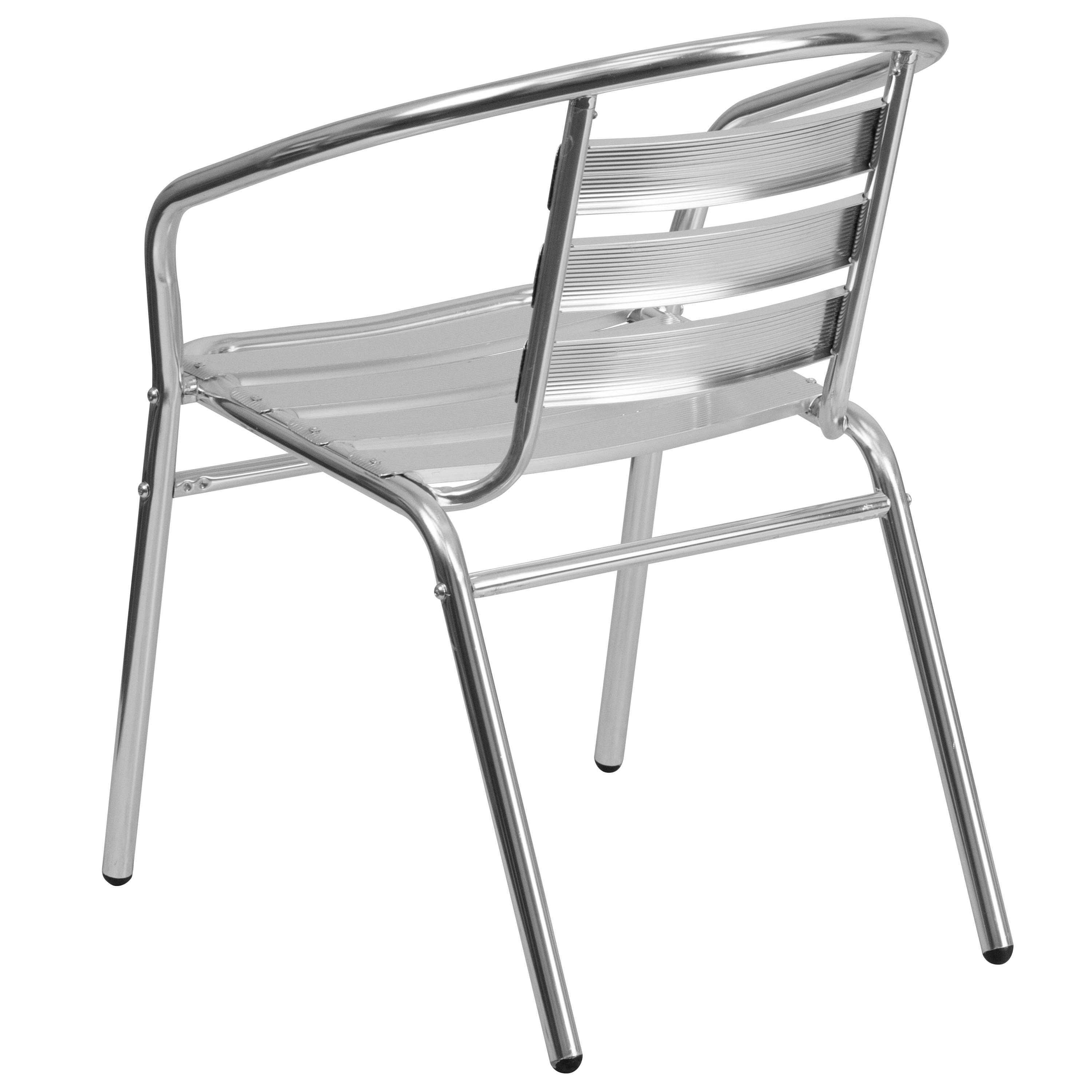 Flash Furniture Commercial Aluminum Indoor-Outdoor Restaurant Stack Chair with Triple Slat Back and Arms