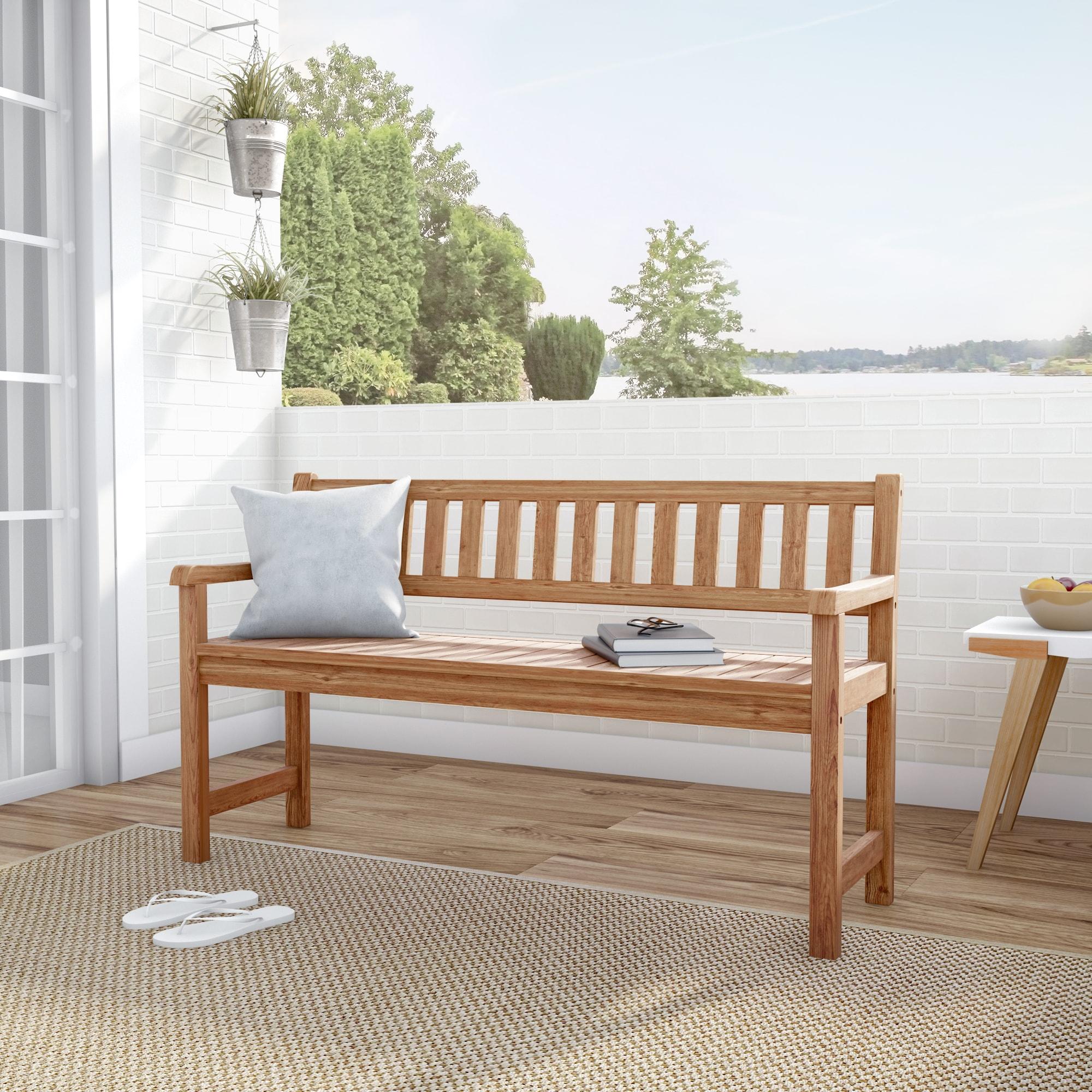 Linon Catalan Bench - Teak Finish