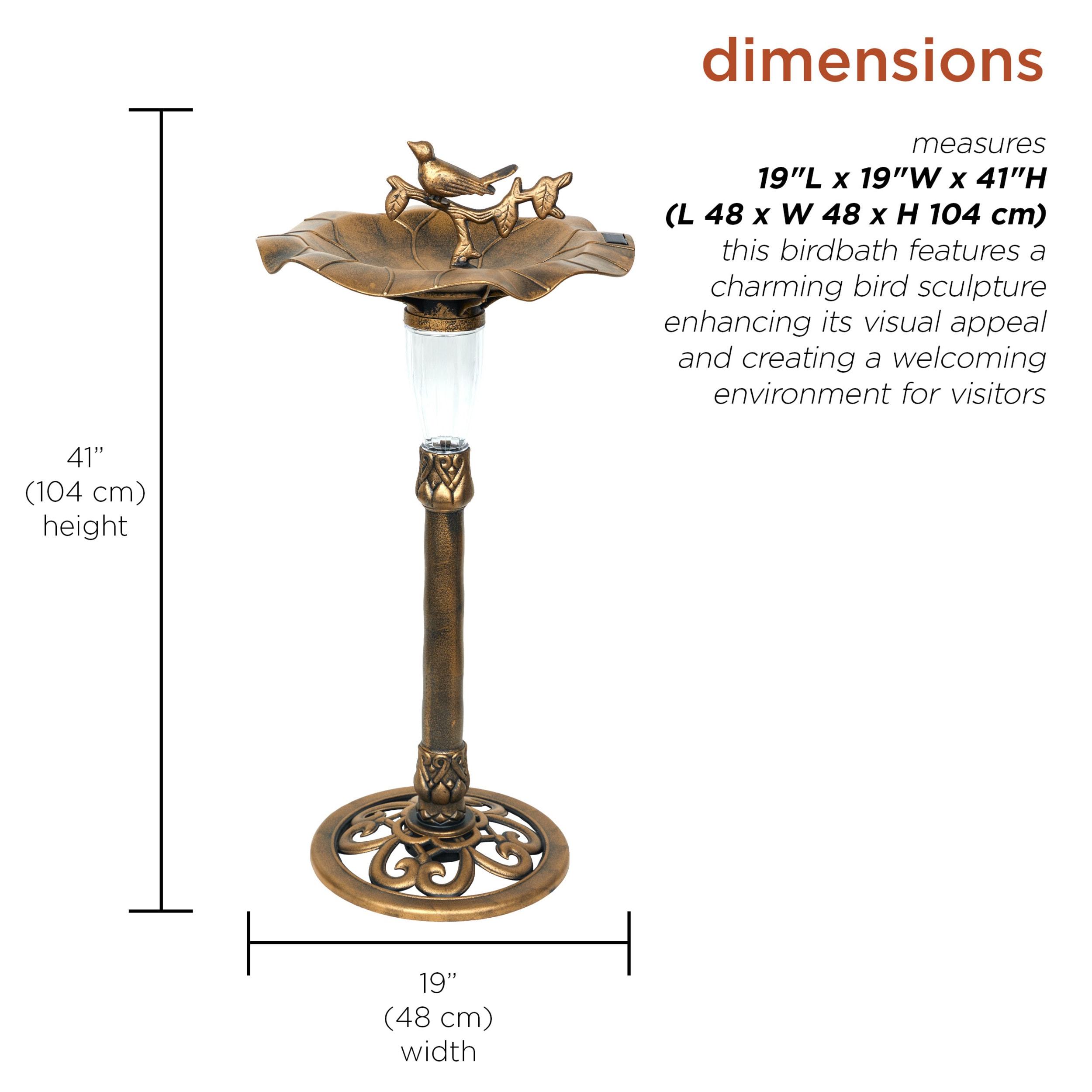 Alpine 41"H Solar Birdbath with Birds and LED Light for Garden