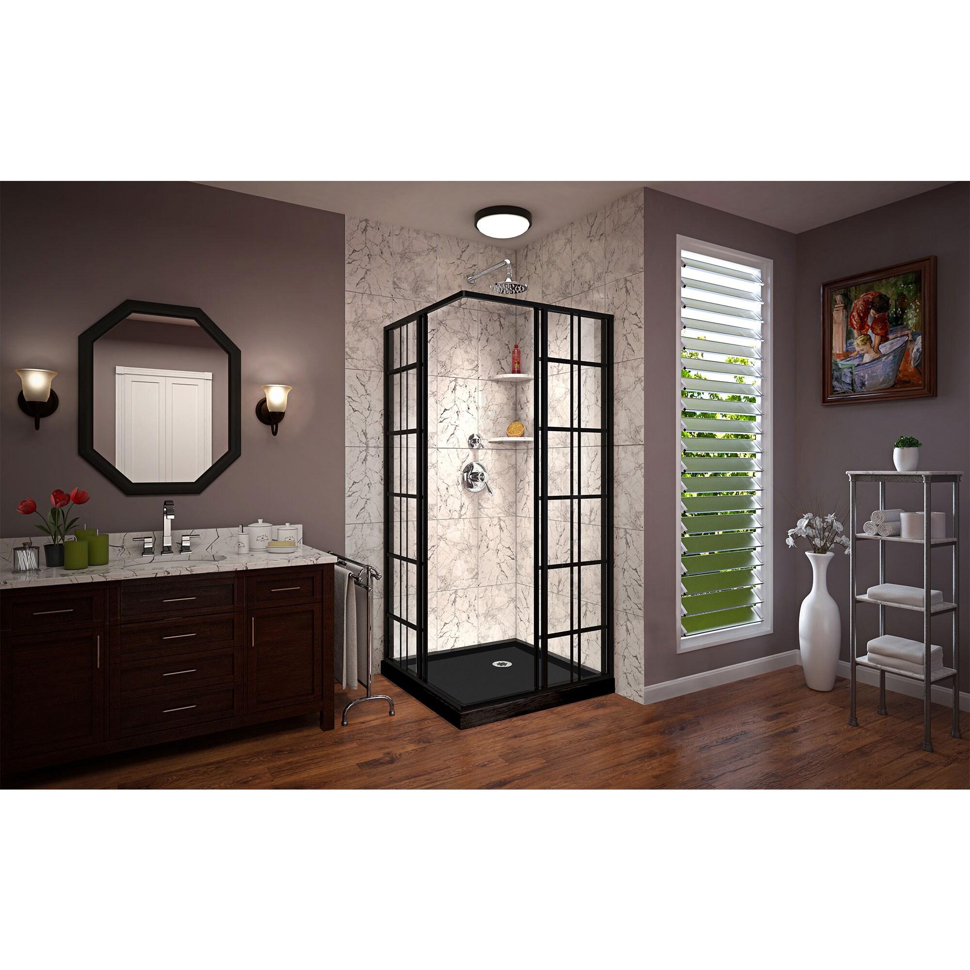 French Corner 42" x 74.75" Square Sliding Shower Enclosure with Base Included