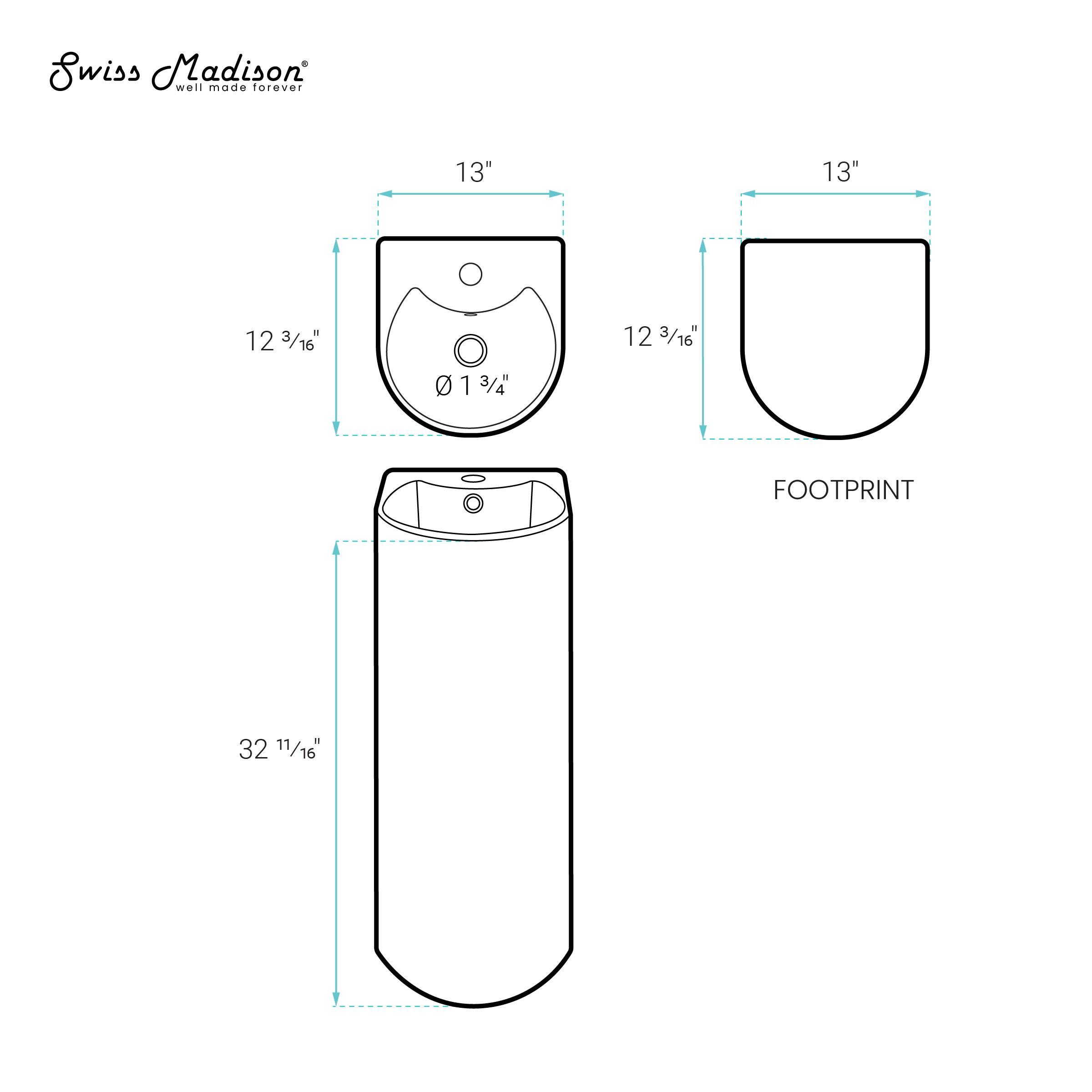 Sublime Rounded Basin Pedestal sink