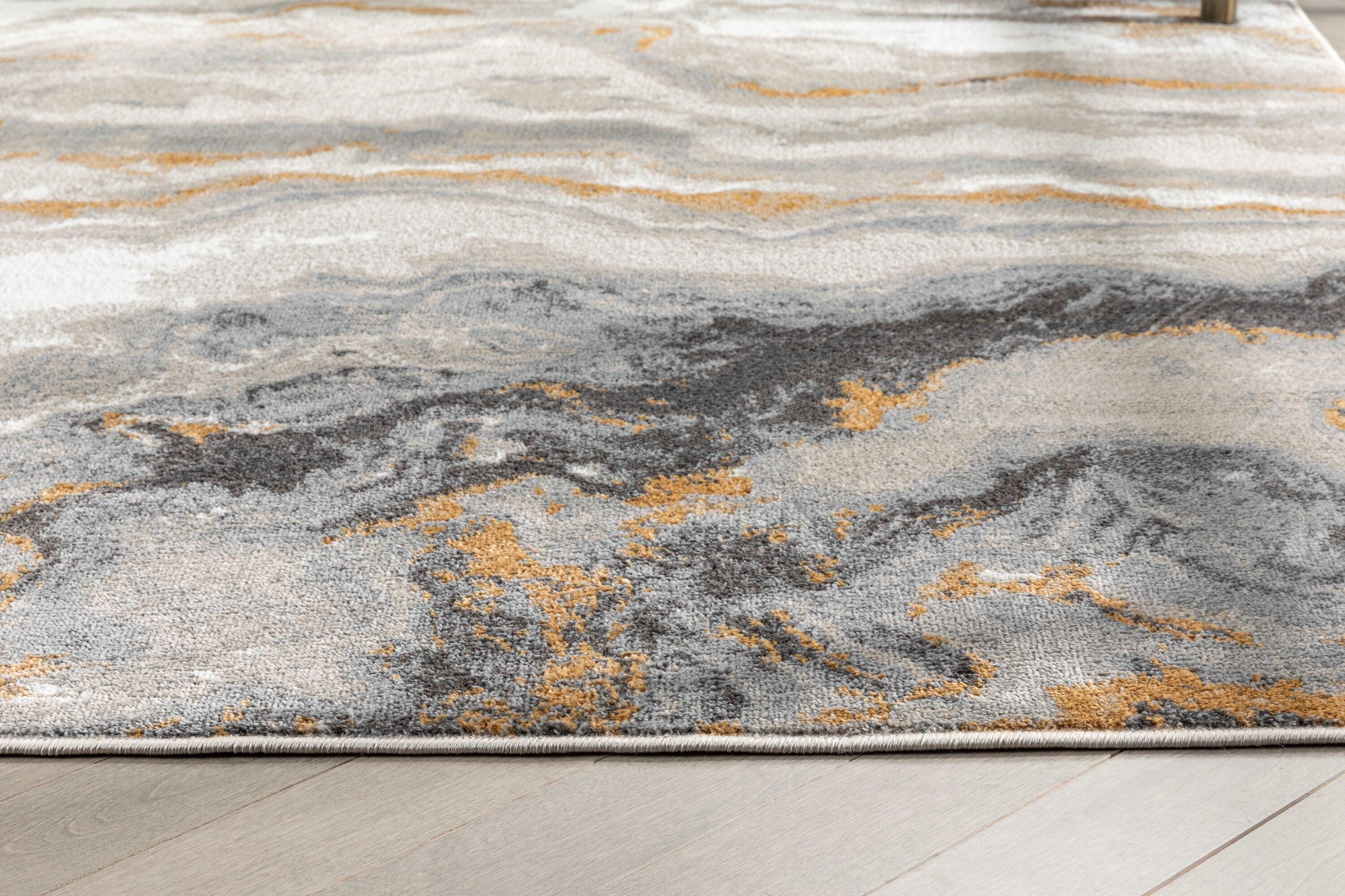 Verity Yara Modern Abstract Gray Rust Rug